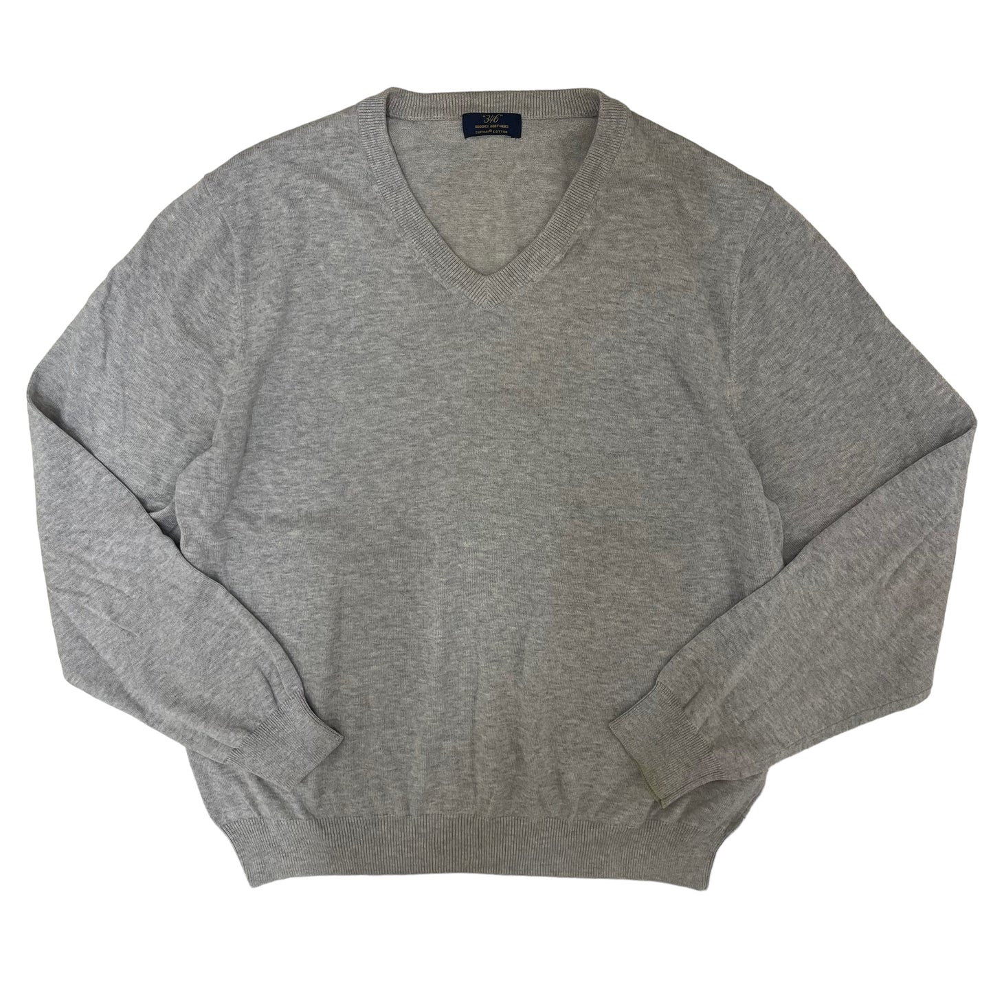 GC468 Brooks Brothers ニットトップス コットン100% プルオーバー Vネック グレー メンズ