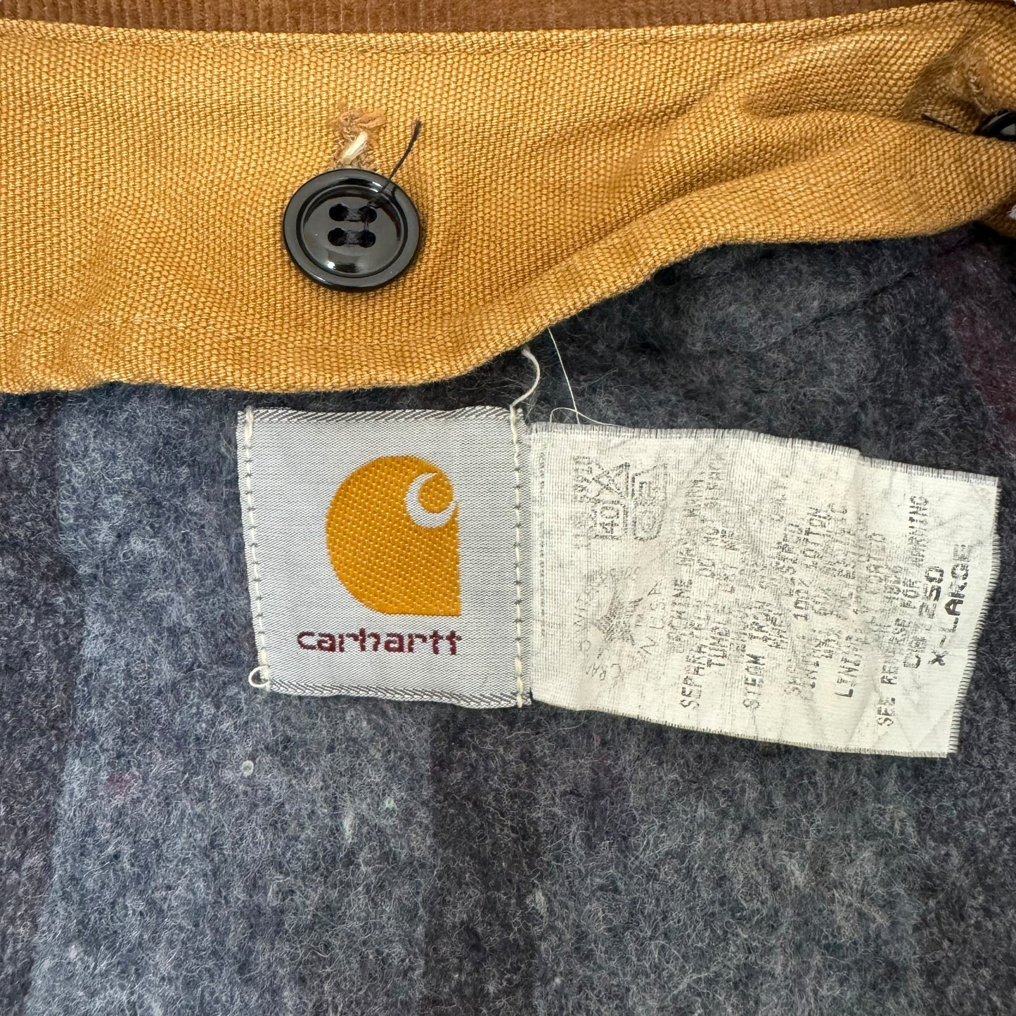 GC930 Carhartt カーハート ハンティングジャケット ダック地 襟元コーデュロイ ジャケット 上着 羽織り ブラウン系 メンズ サイズXL
