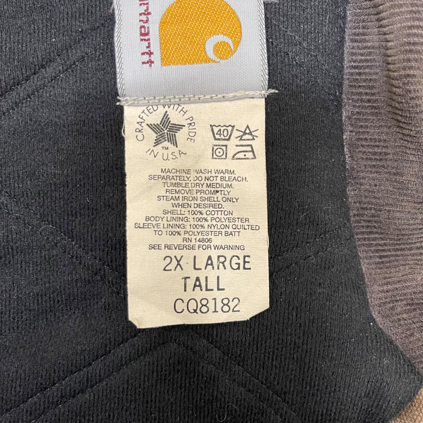 GC258 USA製 carhartt ダックジャケット ダック地 ジャケット 羽織り ブラウン メンズ サイズ2XL