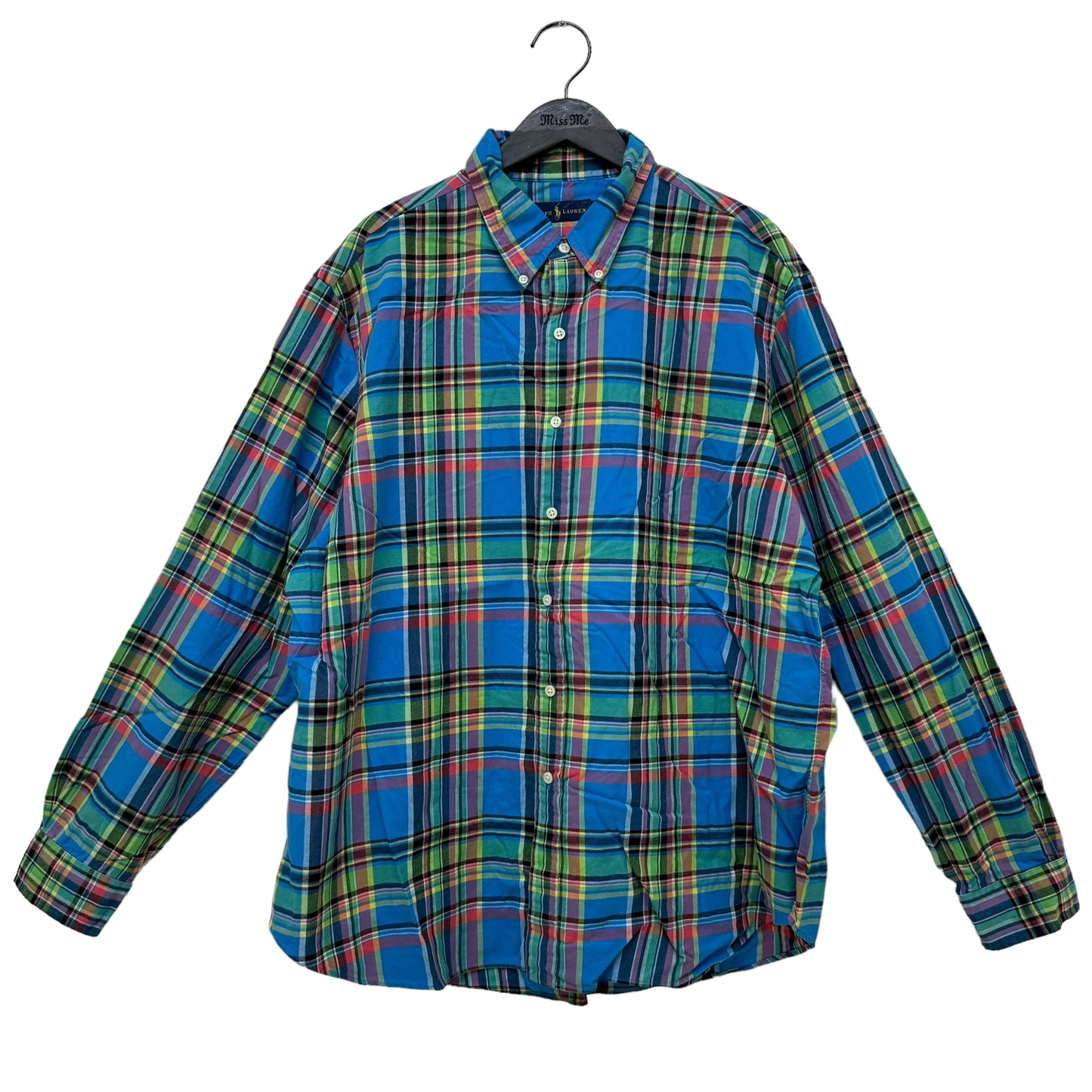 GC837 RALPH LAUREN ラルフローレン チェックシャツ シャツ デザインシャツ 長袖 ブルー系 メンズ サイズXXL