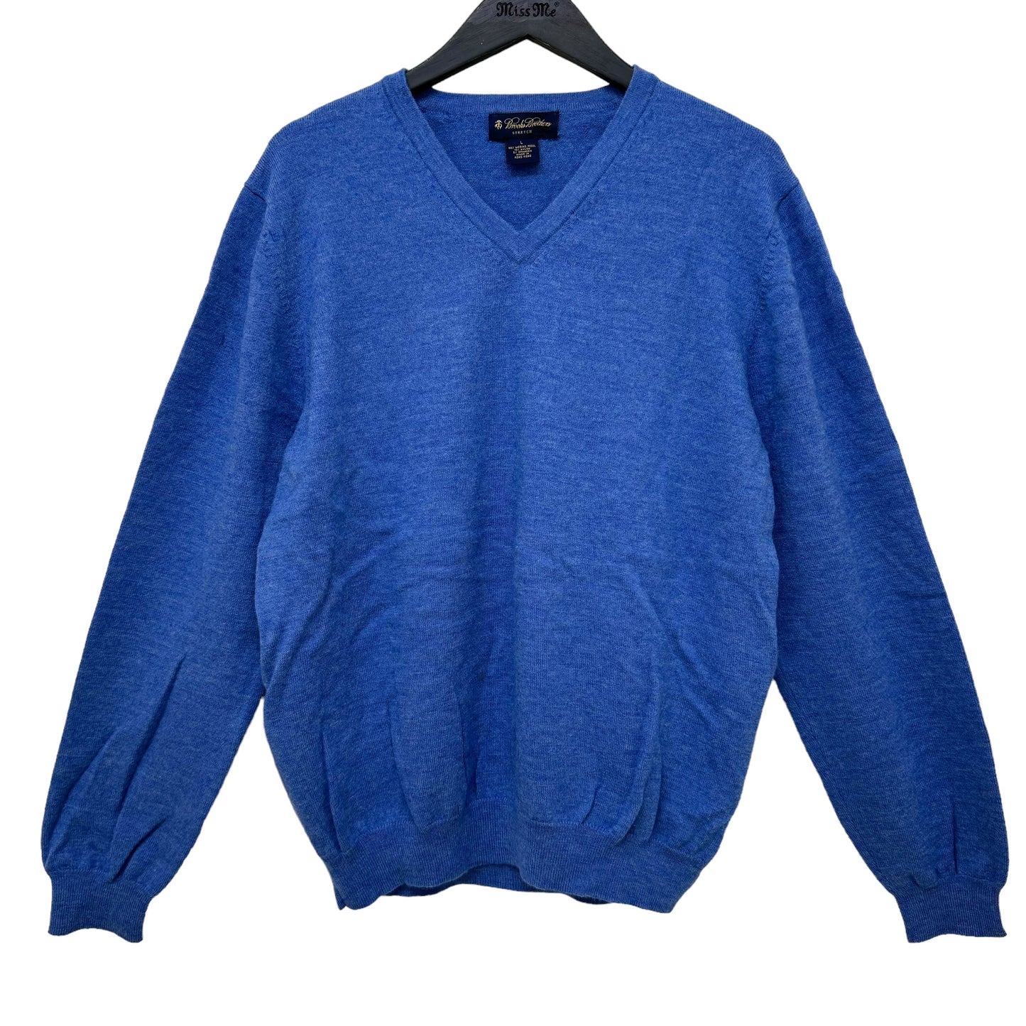 GC844 BROOKS BROTHERS ブルックスブラザーズ セーター ニット Vネック プルオーバー ウール インディゴブルー メンズ サイズL