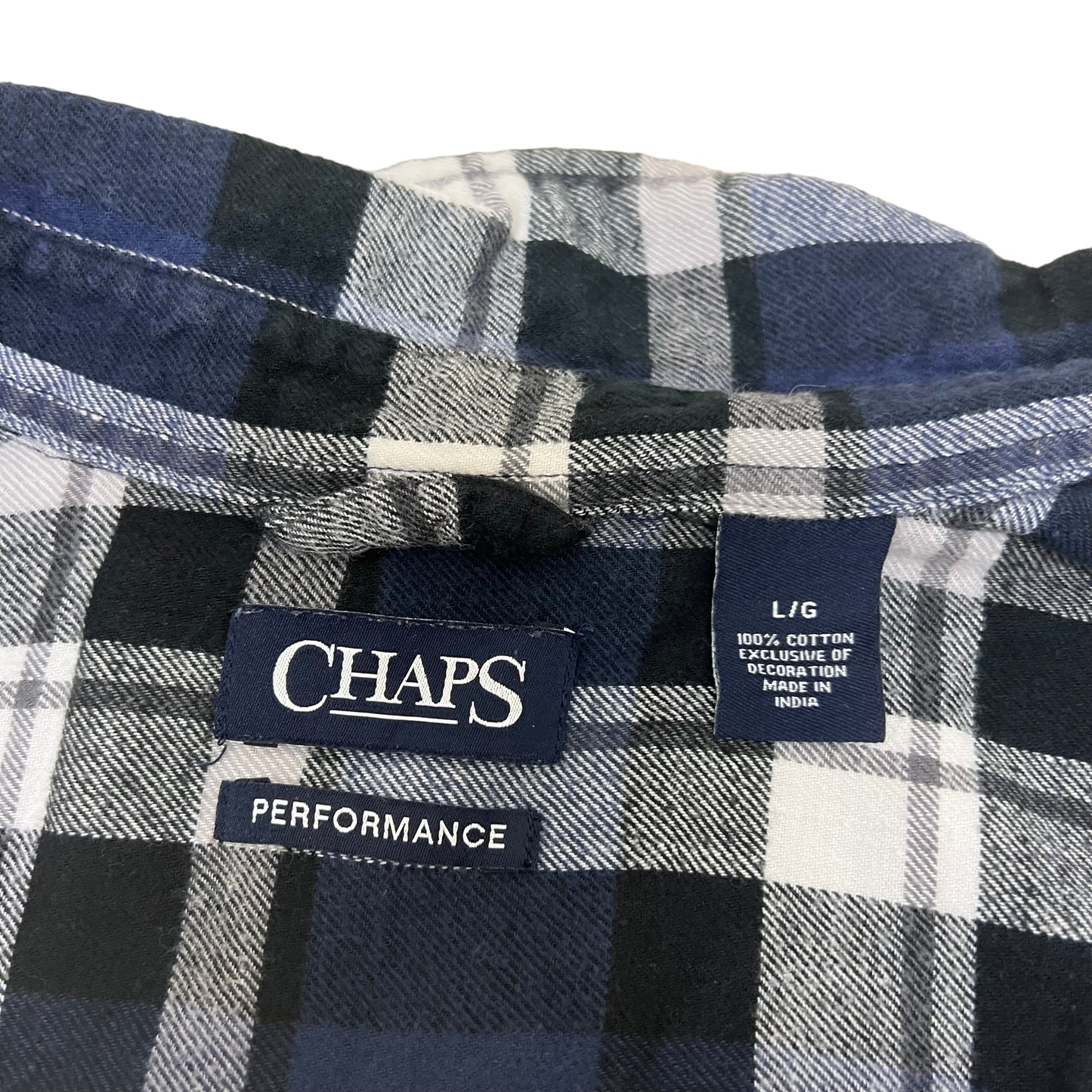 GM426 CHAPS チャップス PERFORMANCE 長袖 ボタンダウンシャツ 羽織り トップス ネイビー系 総柄 メンズ L