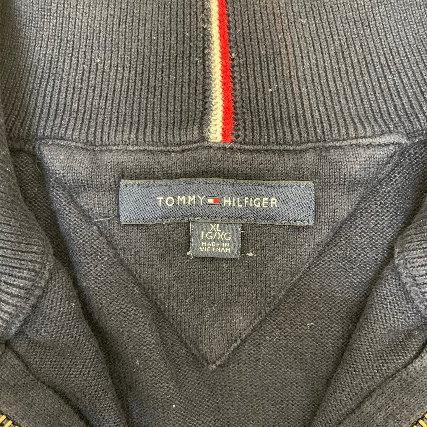 GC311 TOMMY HILFIGER コットン100% ニット セーター トップス ネイビー メンズ サイズXL