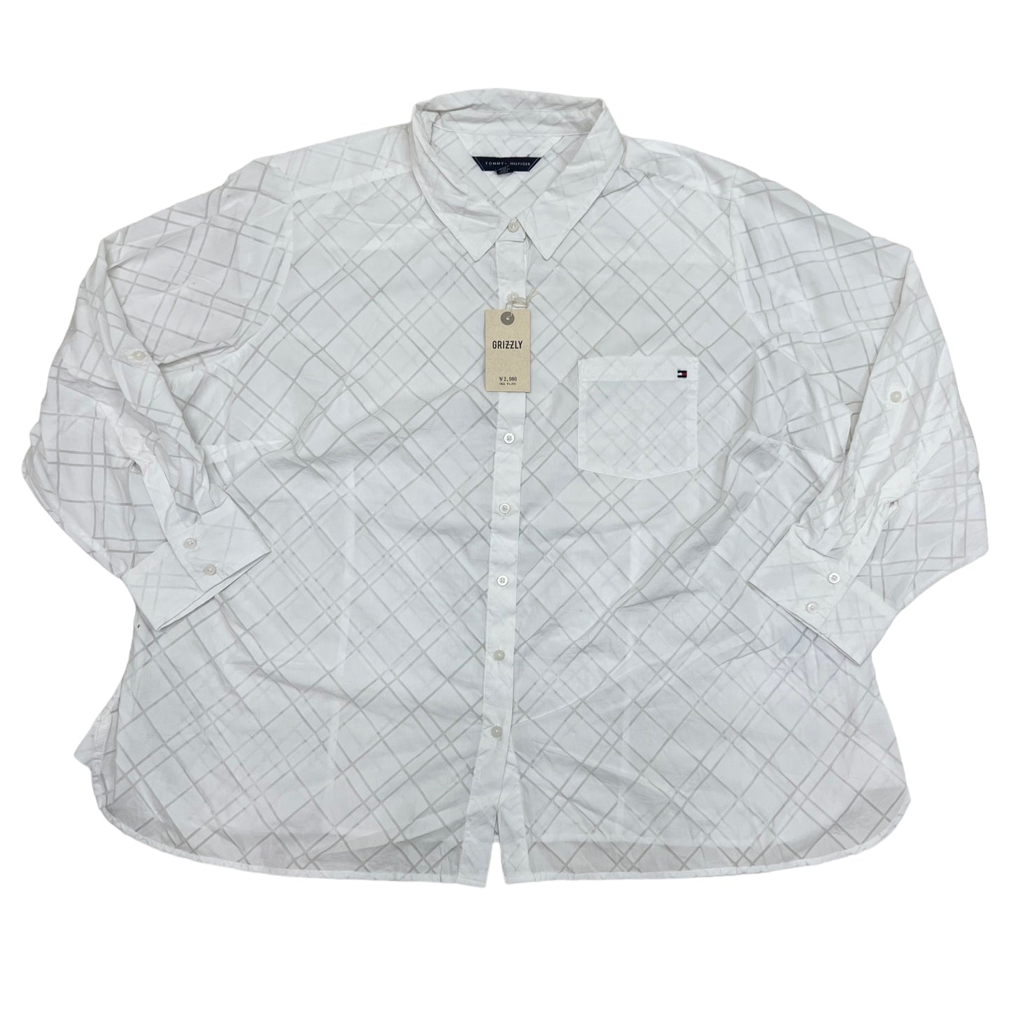 GM23 TOMMY HILFIGER トミーヒルフィガー 長袖 シャツ トップス ホワイト レディース 2X