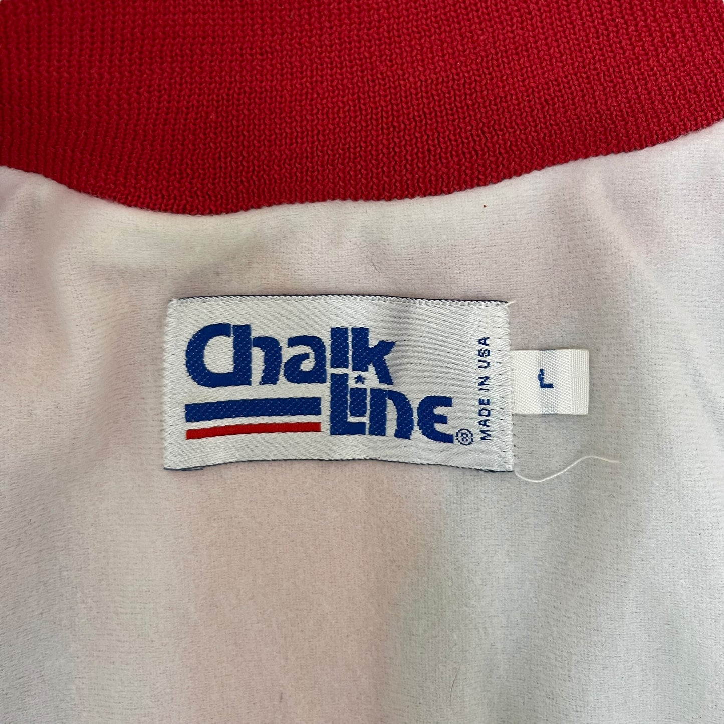 GC203 USA製 90's Chalk Line NBA Chicago Bulls マイケル ジョーダン ナイロンジャケット ジャケット レッド×ホワイト メンズ サイズL