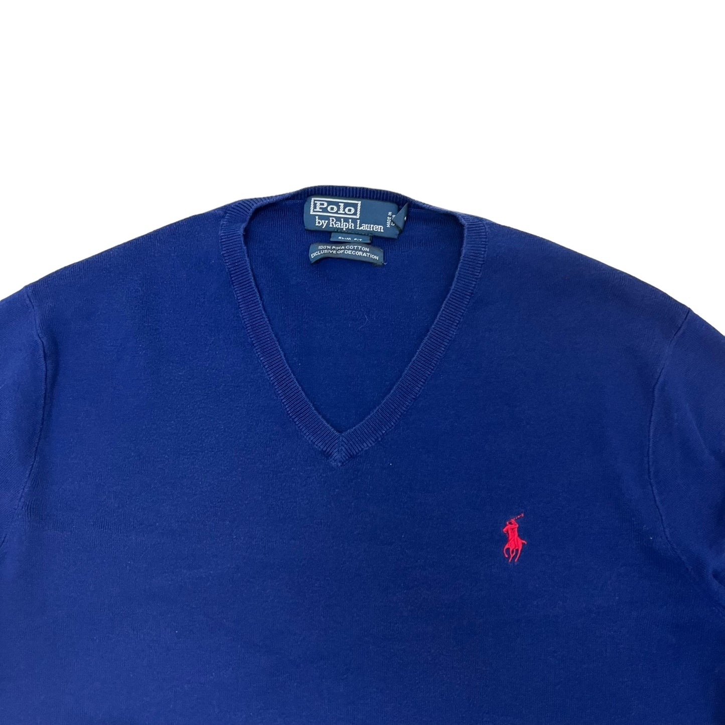 GM254 POLO RALPH LAUREN ポロラルフローレン 長袖 ニット トップス Vネック ネイビー メンズ L