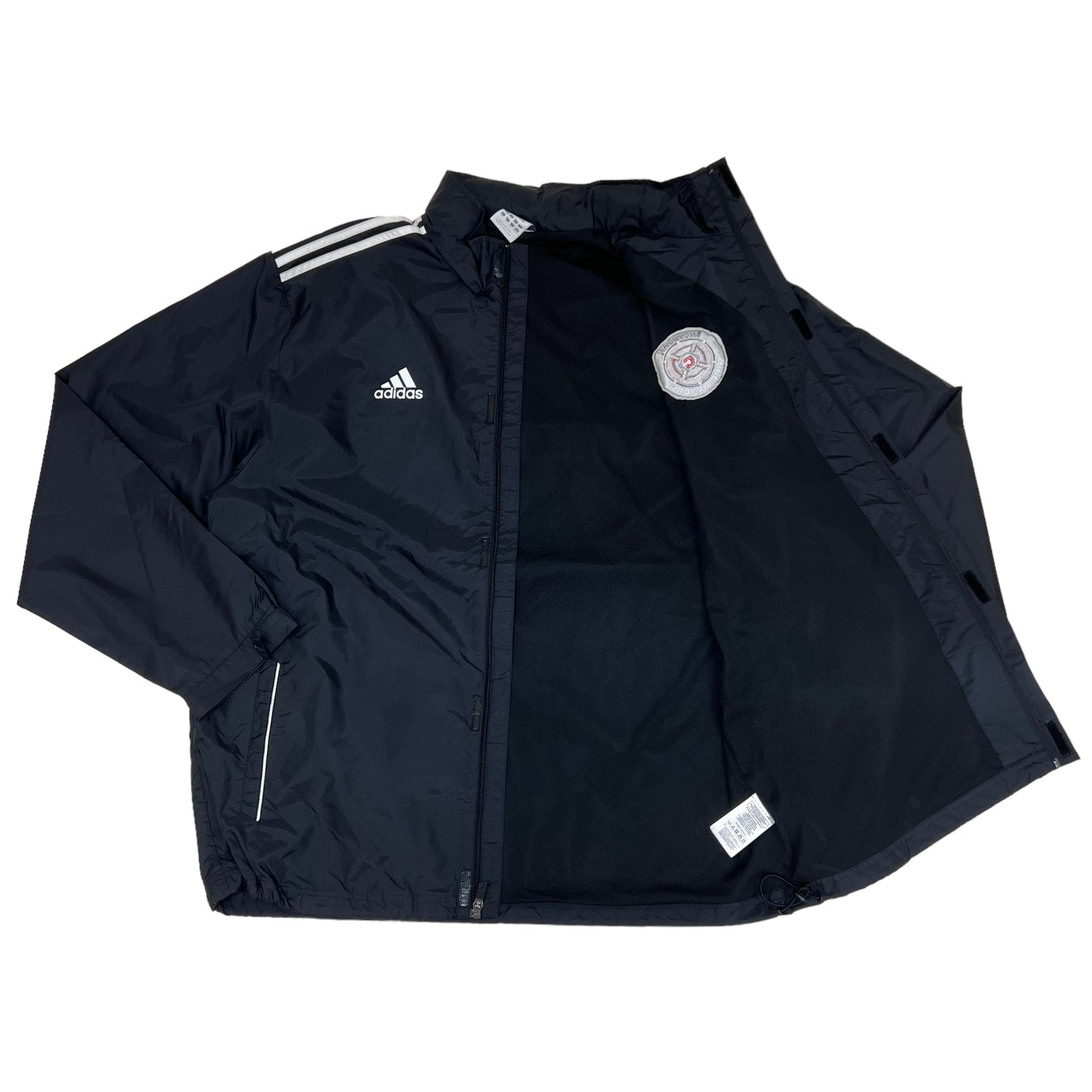 GM144 特大サイズ adidas アディダス 長袖 ジップアップ ナイロン ジャケット 上着 羽織り トップス ブラック メンズ 6XO