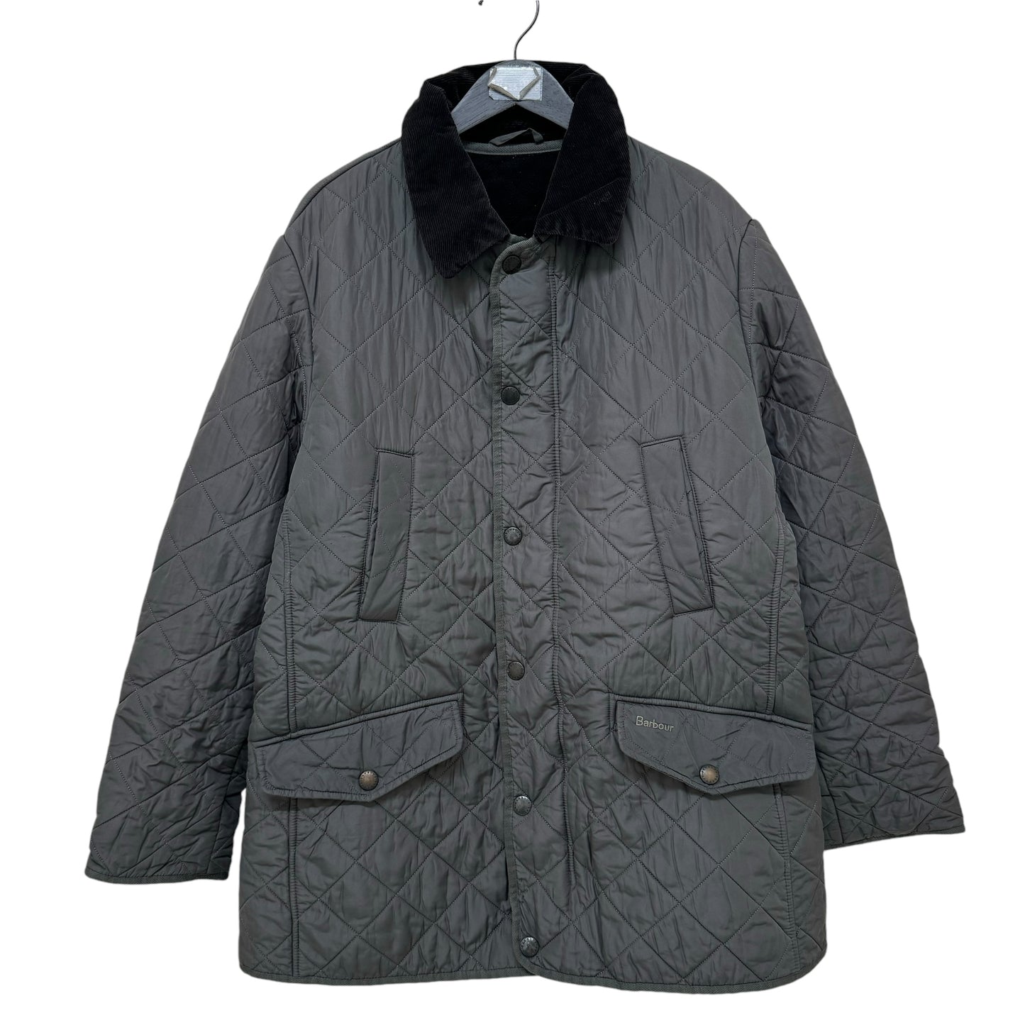 GC934 Barbour バブアー キルティングジャケット ジャケット 襟元コーデュロイ トップス 上着 羽織り グレー メンズ サイズM
