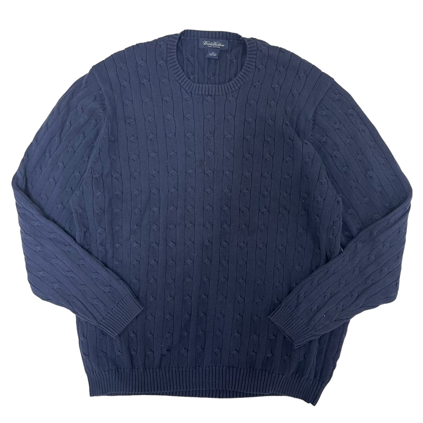 GC461 Brooks Brothers ケーブルニット ニットトップス トップス プルオーバー ネイビー メンズ サイズXXL