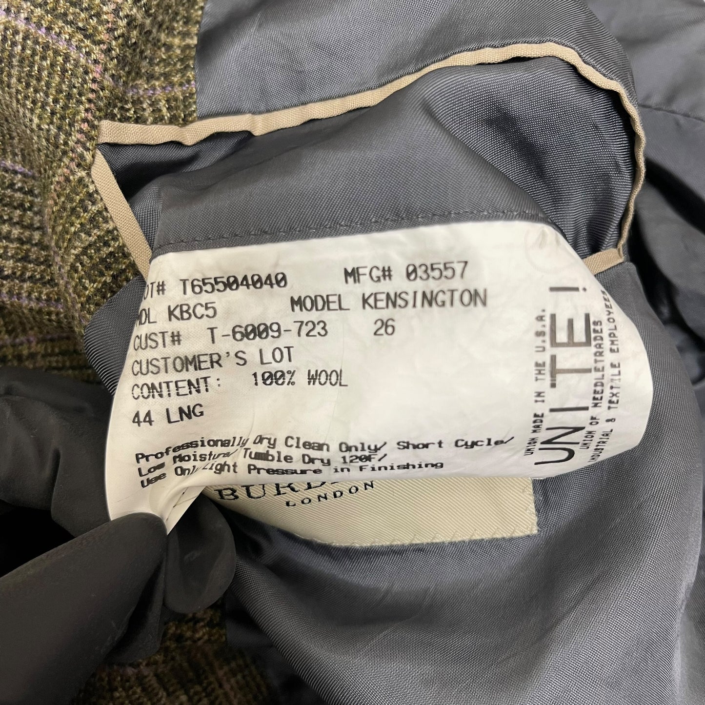 GC285 BURBERRY LONDON テーラードジャケット ジャケット ウール100% カーキ系 メンズ サイズ44
