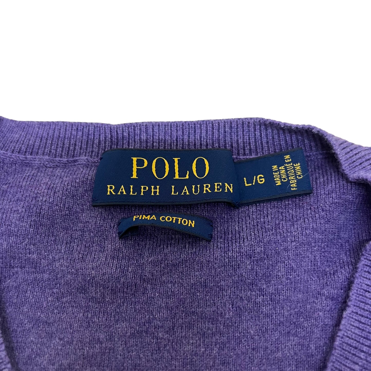 GM244 POLO RALPH LAUREN ポロラルフローレン 長袖 ニット トップス Vネック パープル系 メンズ L