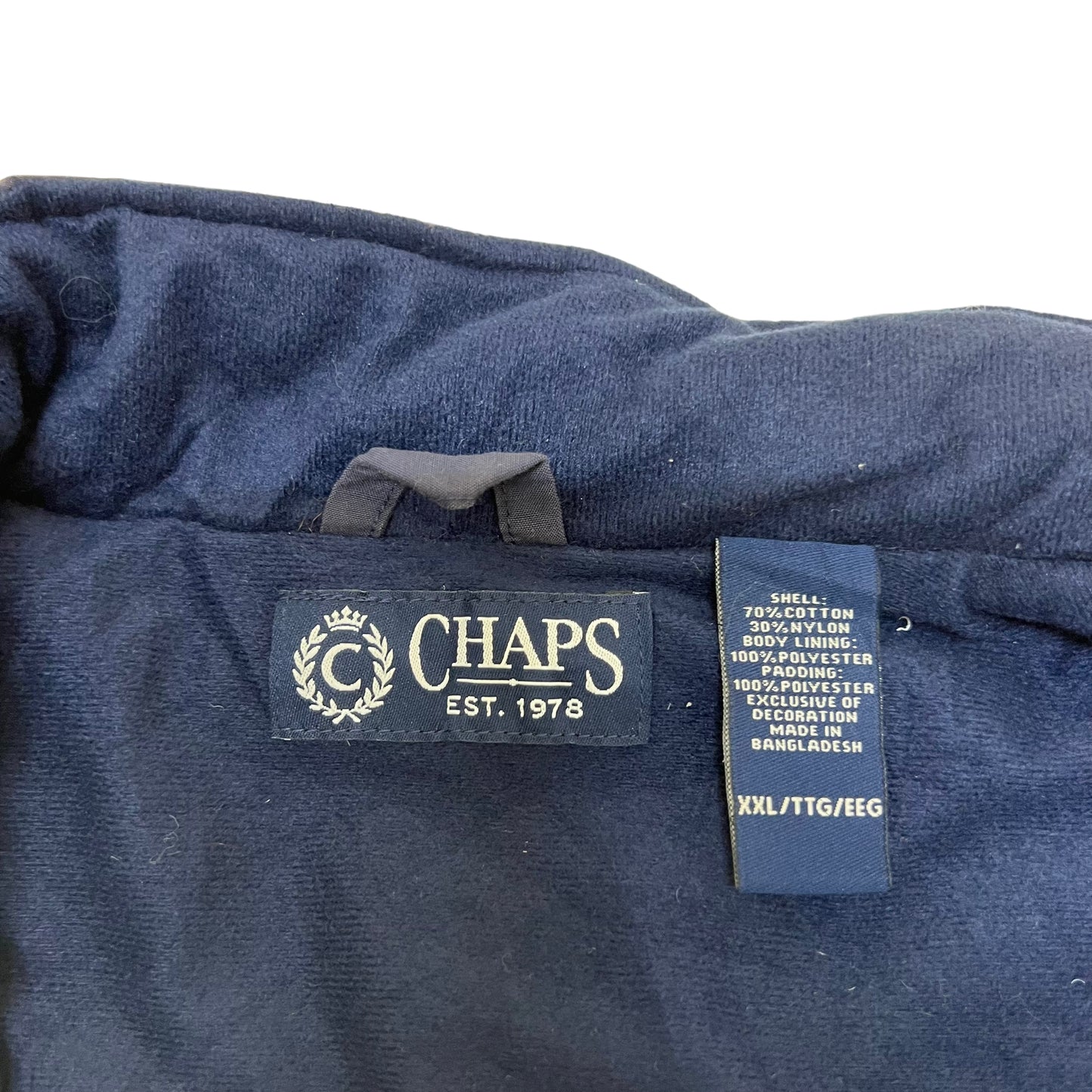 GM147 特大サイズ CHAPS チャップス ノースリーブ 中綿 ジップアップ キルティング ベスト 羽織り ネイビー メンズ XXL