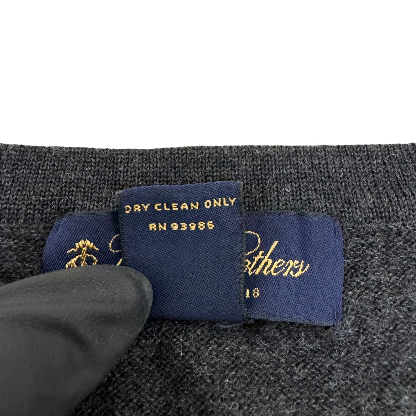 GC861 BROOKS BROTHERS ブルックスブラザーズ ニット セーター Vネック ウール 長袖 トップス ダークグレー メンズ サイズXL