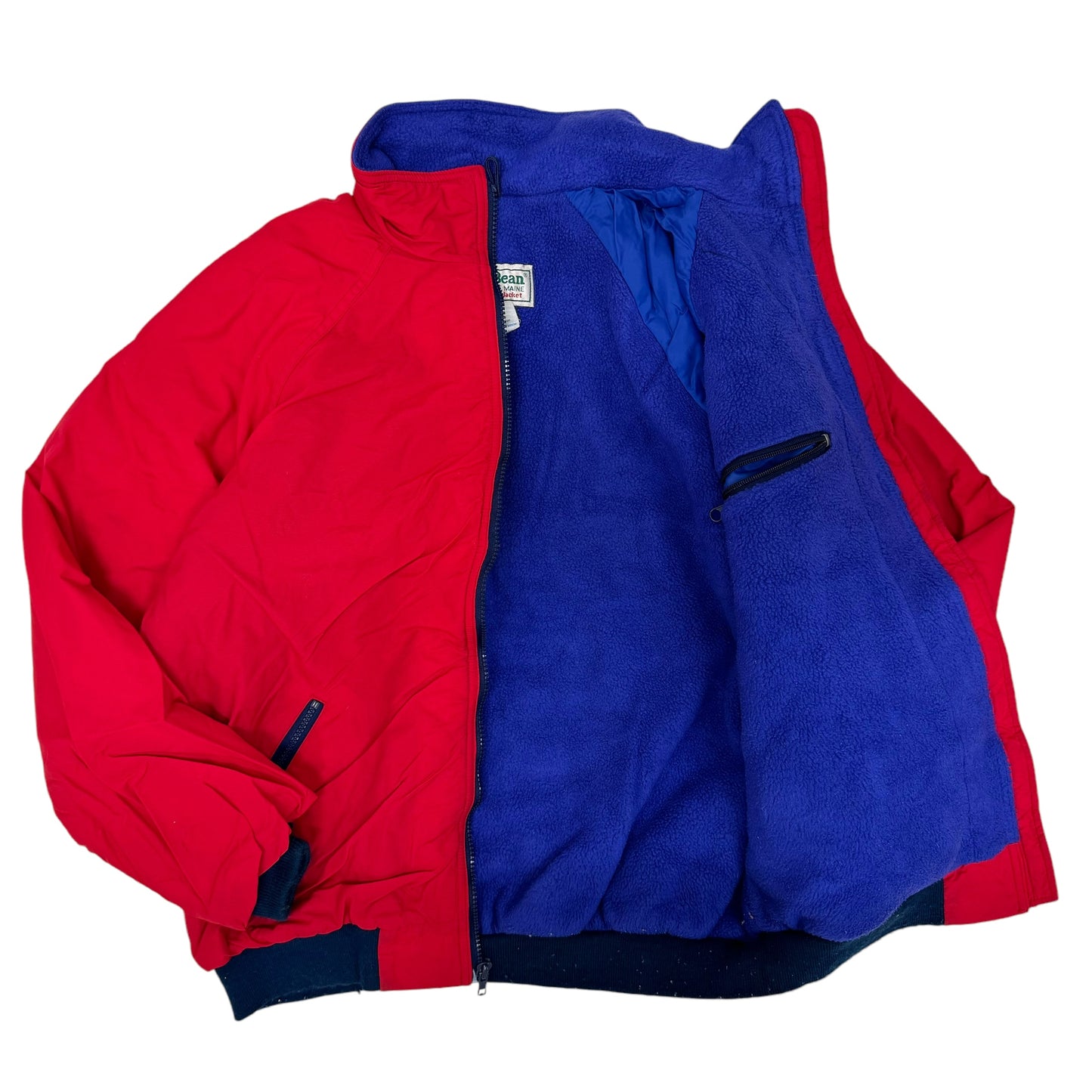 GC949 L.L.Bean エルエルビーン ナイロンジャケット ジップアップジャケット ジャケット 裏起毛ジャケット 長袖 羽織り レッド メンズ サイズL