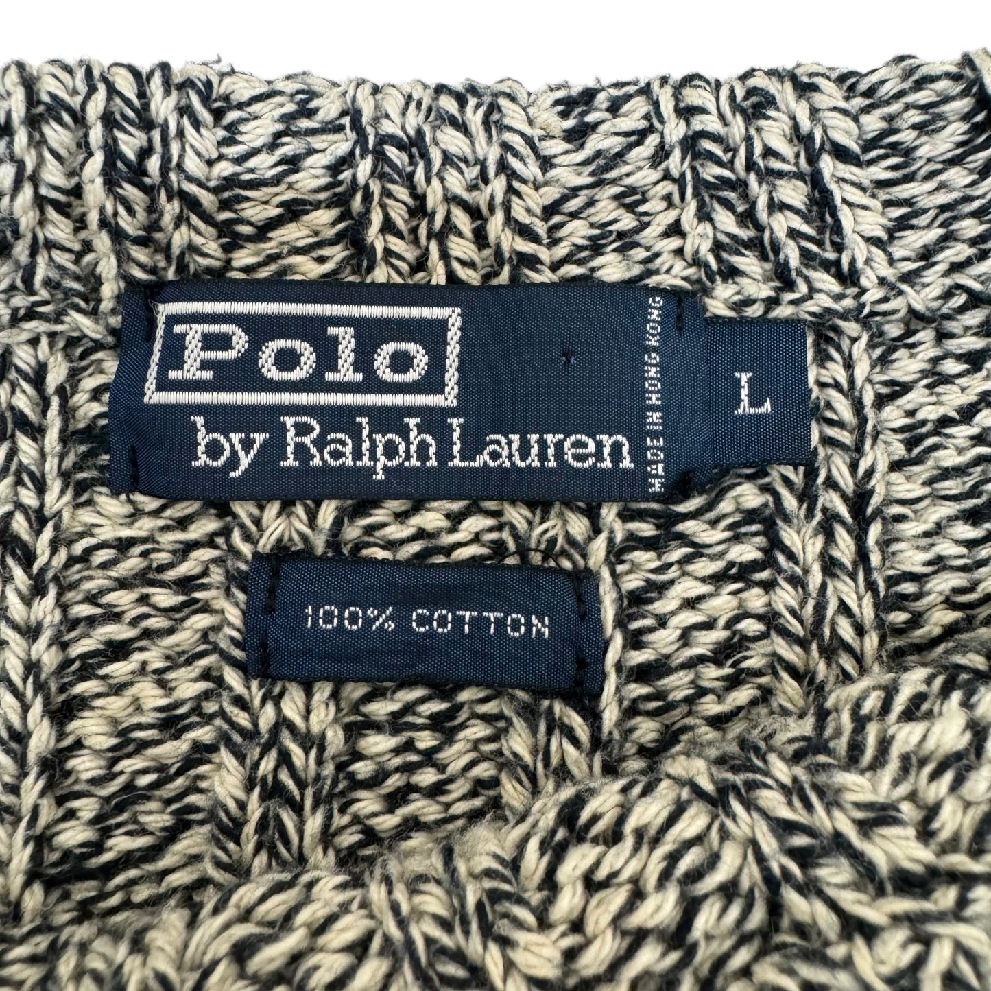 GC910 POLO by RALPH LAUREN ポロバイラルフローレン コットン 綿 100% コットンニット ニットセーター セーター リブ編み トップス プルオーバー 長袖 ネイビー系 メンズ サイズL