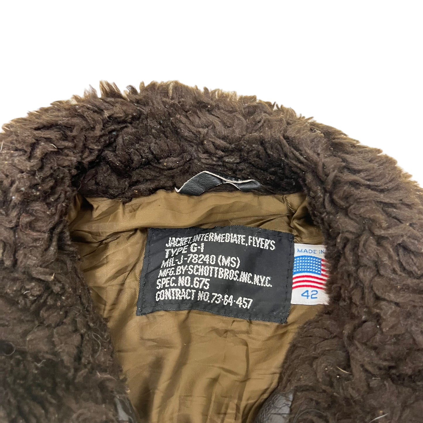 GM158 USA製 SCHOTT ショット 675 G-1 フライトジャケット 上着 羽織り トップス ブラック系 メンズ 42