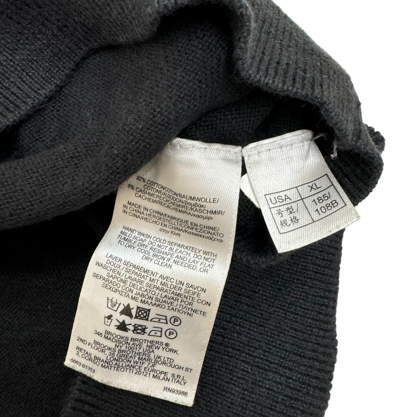GC885 BROOKS BROTHERS 346ブルックスブラザーズ ニットセーター コットンニット ニット トップス 長袖 ブラック メンズ サイズXL