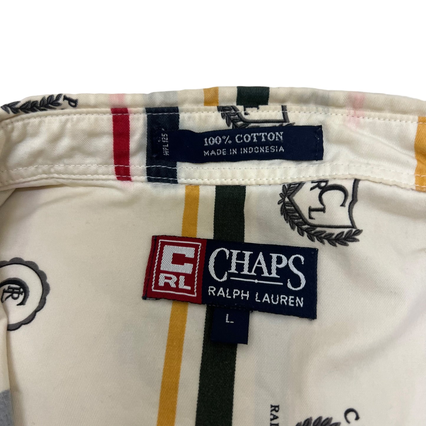 GM400 CHAPS チャップス RALPH LAUREN ラルフローレン 長袖 ボタンダウンシャツ 羽織り トップス ベージュ系 柄 メンズ L