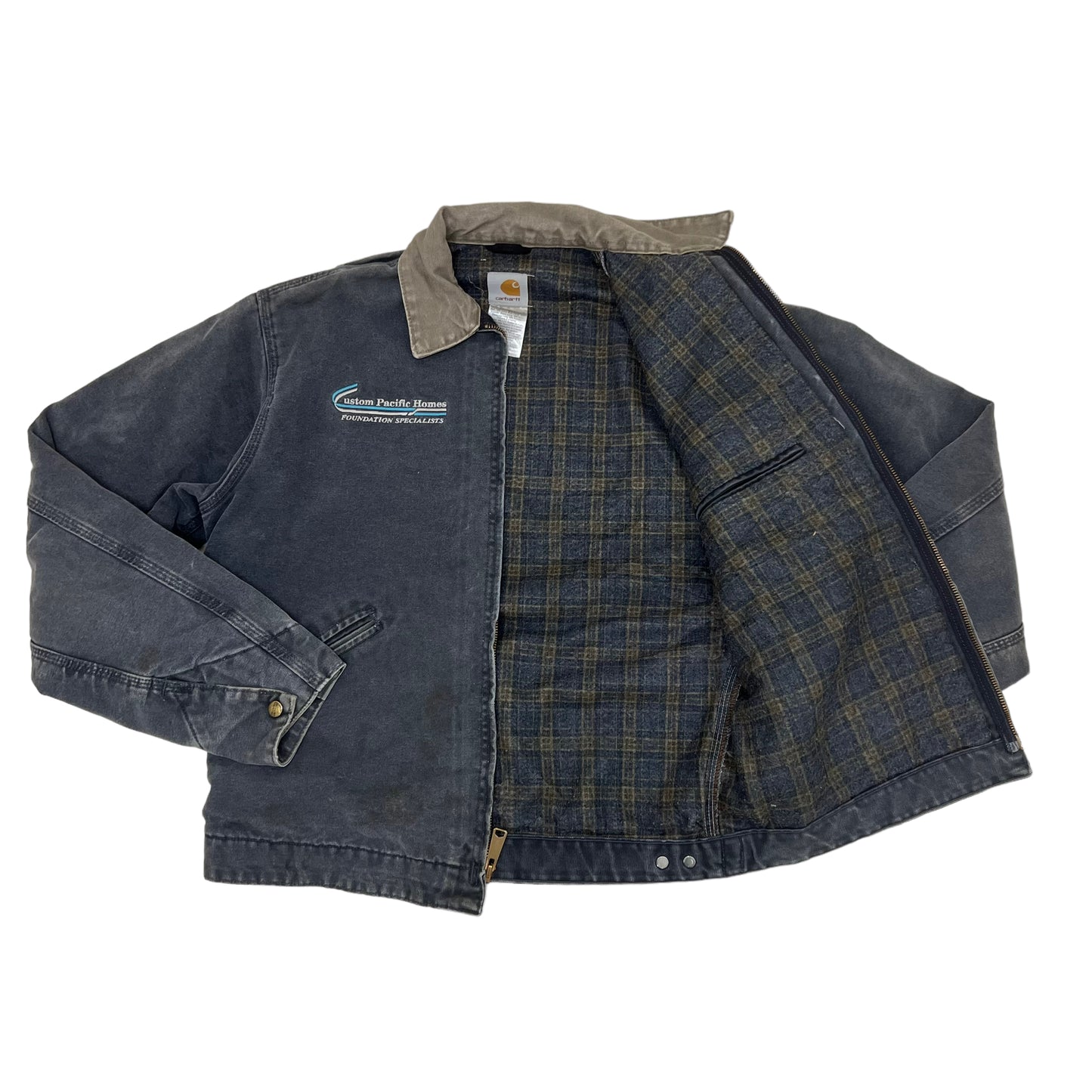 GM124 USA製 Carhartt カーハート 長袖 ジップアップ ダックジャケット 上着 羽織り トップス グレー系 メンズ 実寸参考