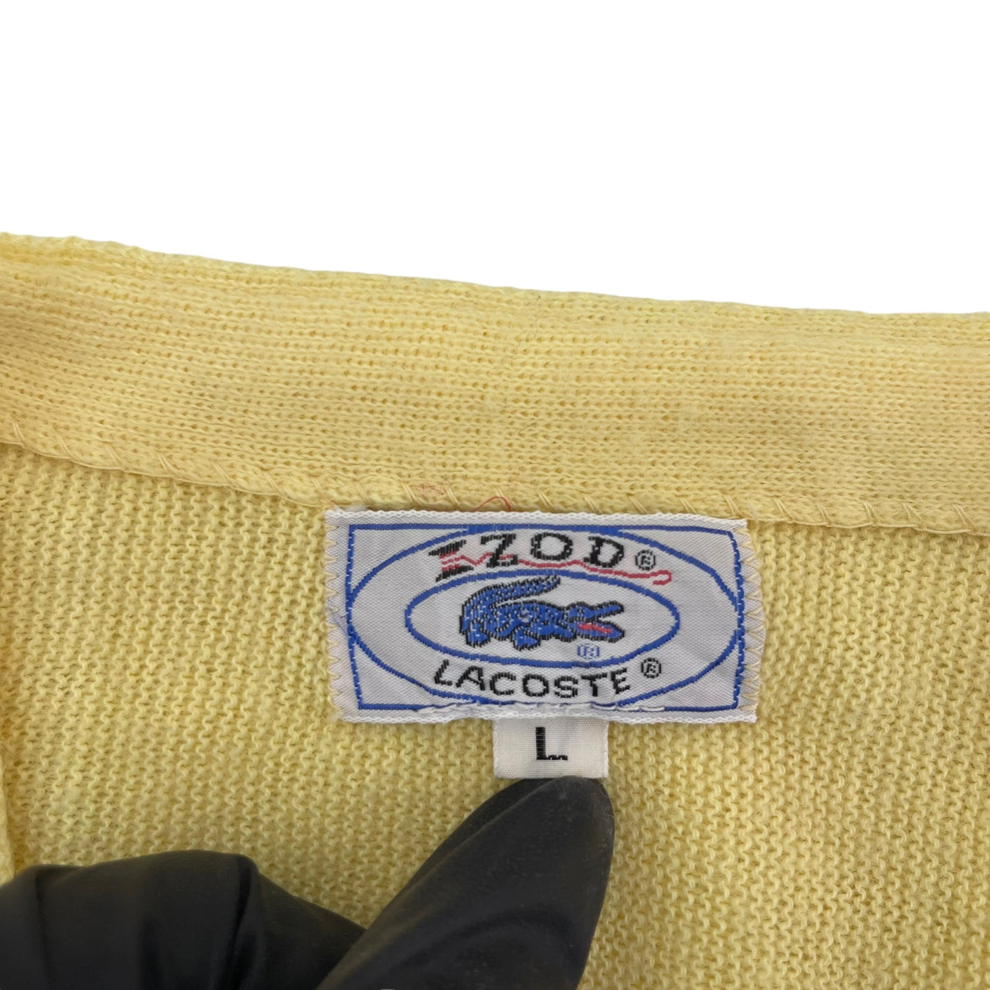 GC166 USA製 IZOD LACOSTE カーディガン 羽織り イエロー メンズ サイズL