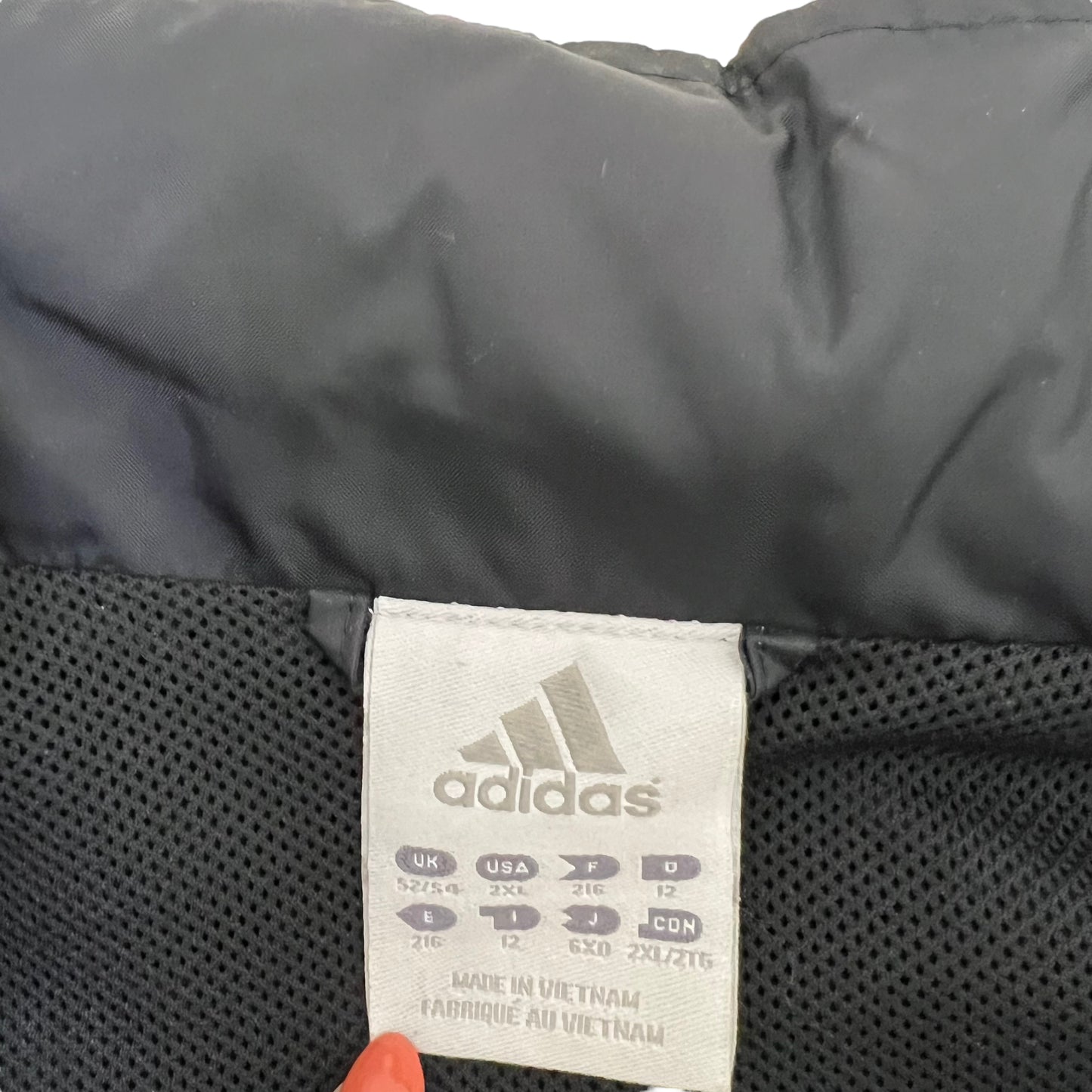 GM144 特大サイズ adidas アディダス 長袖 ジップアップ ナイロン ジャケット 上着 羽織り トップス ブラック メンズ 6XO