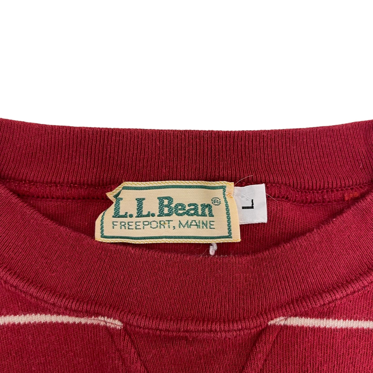 GC202 L.L.Bean プルオーバートップス トップス 長袖 レッド系 ボーダー柄 メンズ サイズL