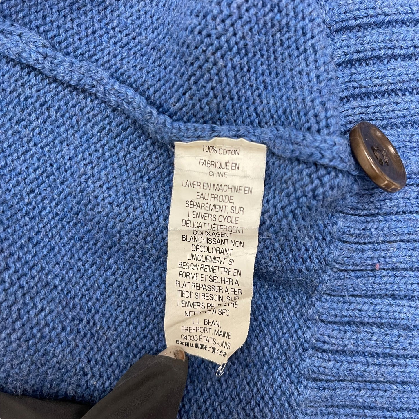 GC318 L.L.Bean コットン100% ニットカーディガン カーディガン 羽織り ブルー メンズ サイズL