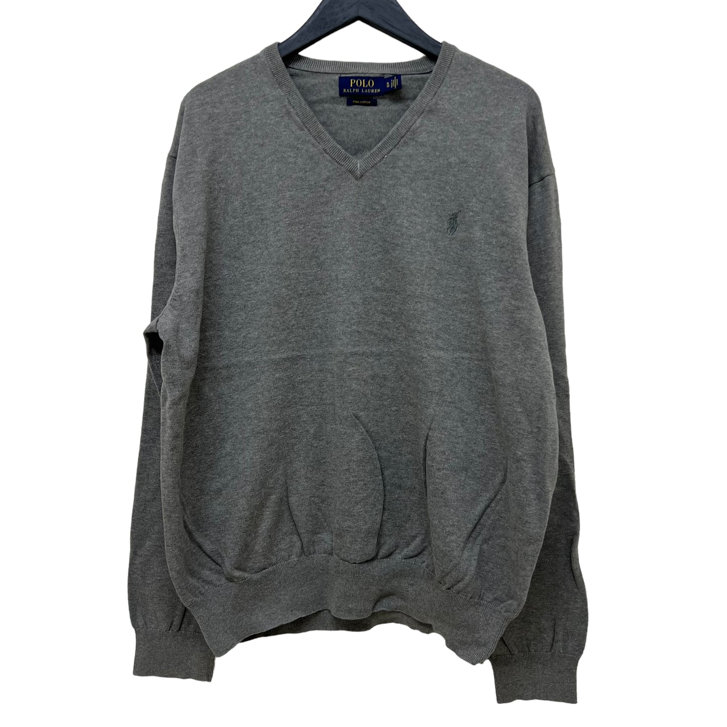 GM259 POLO RALPH LAUREN ポロラルフローレン 長袖 ニット Vネック グレー メンズ XL
