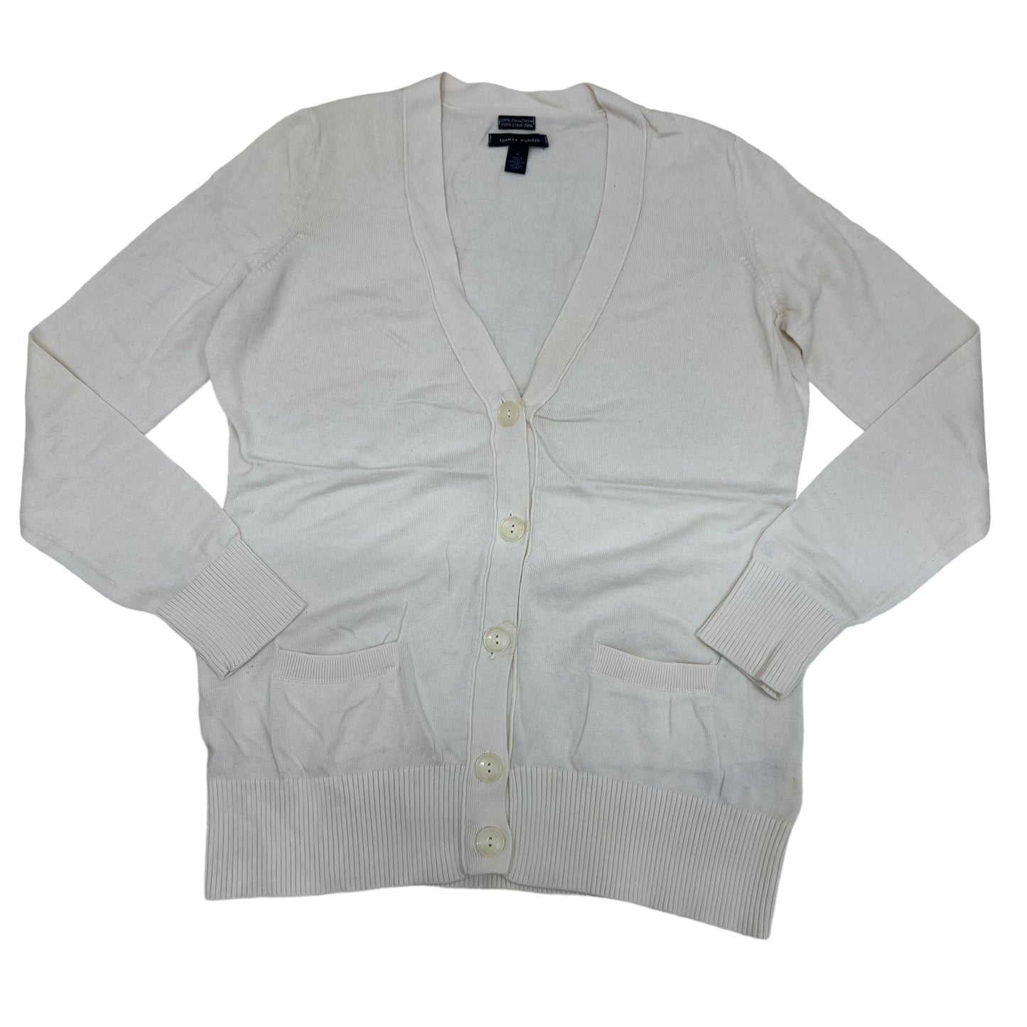GM238 TOMMY HILFIGER トミーヒルフィガー 長袖 ニット カーディガン トップス ホワイト レディース M
