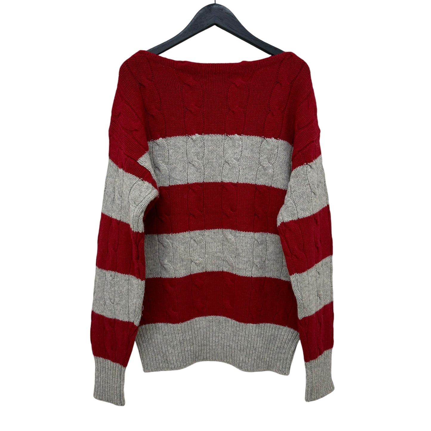 GC909 RALPH LAUREN RUGBY ラルフローレンラグビー ウール100% ニットセーター セーター プルオーバー 長袖 レッド系 グレー系 ボーダー メンズ サイズM