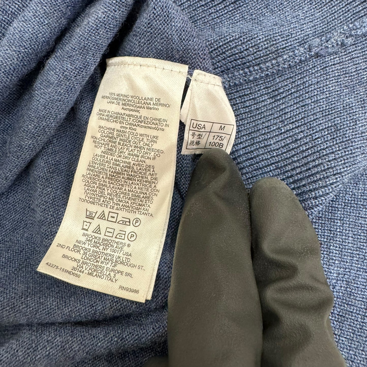 GC857 BROOKS BROTHERS ブルックスブラザーズ ウール100% ニット セーター Vネック 長袖 インディゴブルー系 メンズ サイズM