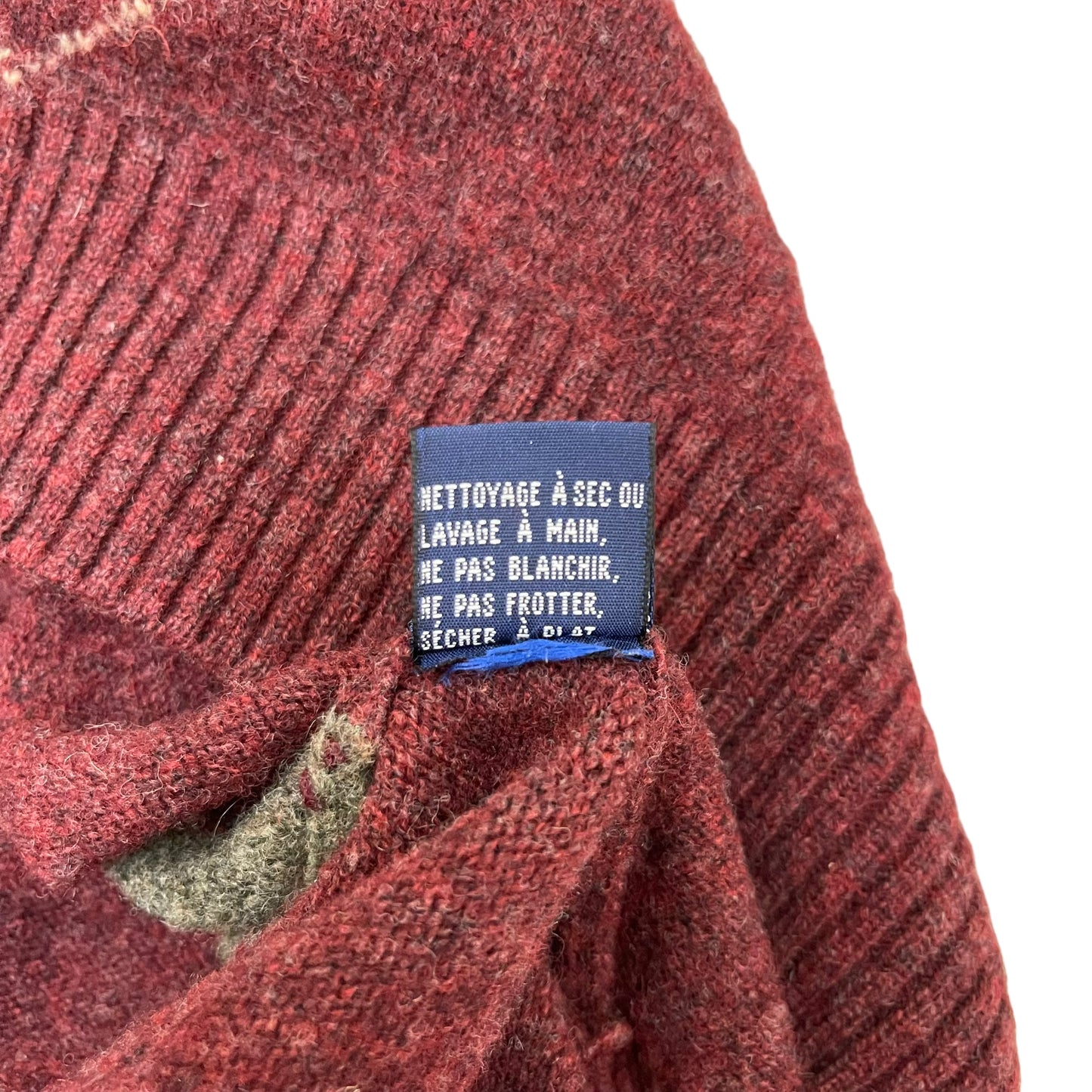 GC178 nautica ニット セーター プルオーバー ウール100% ネイビー×カーキ×赤茶×ベージュ×ブラウン メンズ サイズXL