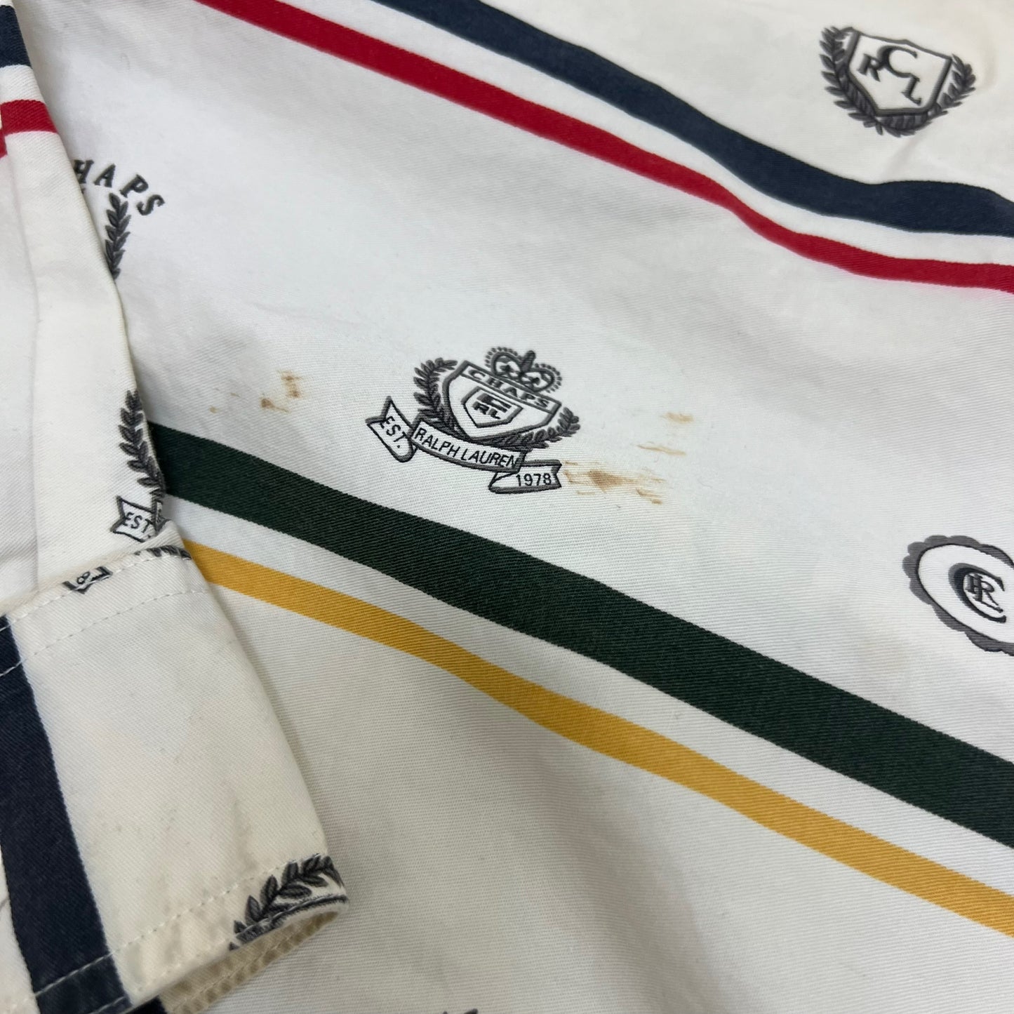 GM400 CHAPS チャップス RALPH LAUREN ラルフローレン 長袖 ボタンダウンシャツ 羽織り トップス ベージュ系 柄 メンズ L
