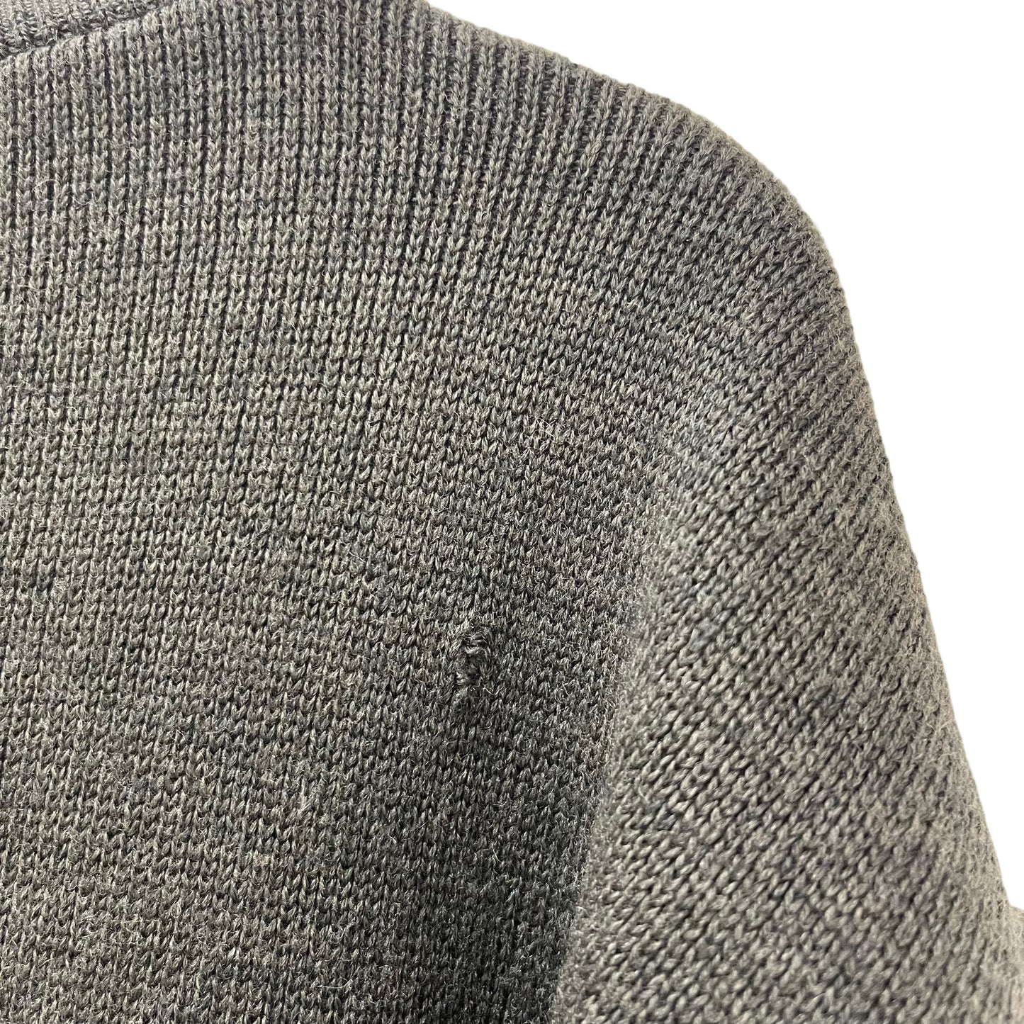 GC233 Barbour ニット セーター ハーフジップアップ トップス エルボーパッチ ダークグレー ウール100% メンズ サイズXXL