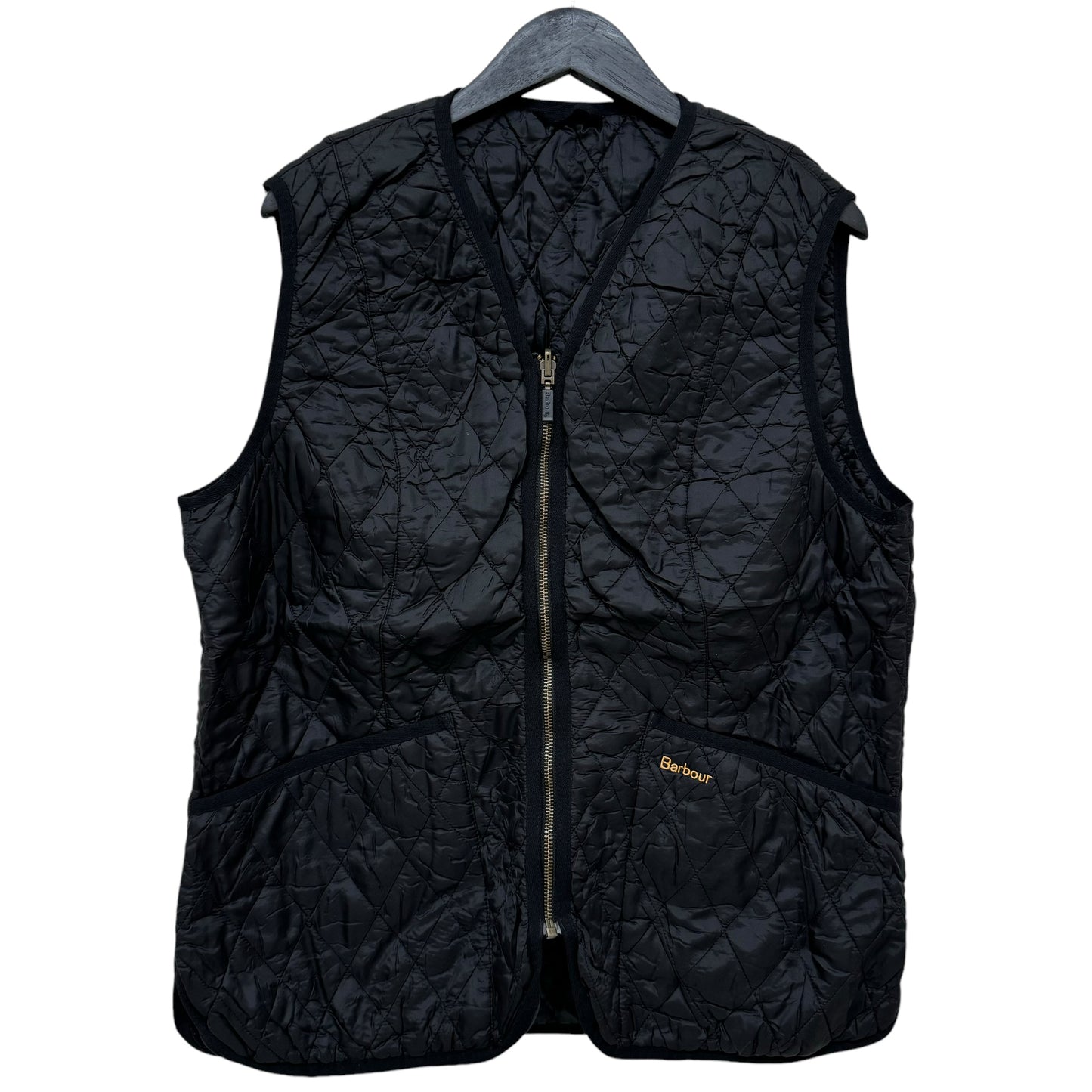 GC923 Barbour バブアー キルティングベスト ベスト トップス 羽織り ジップアップ ブラック メンズ サイズUK18