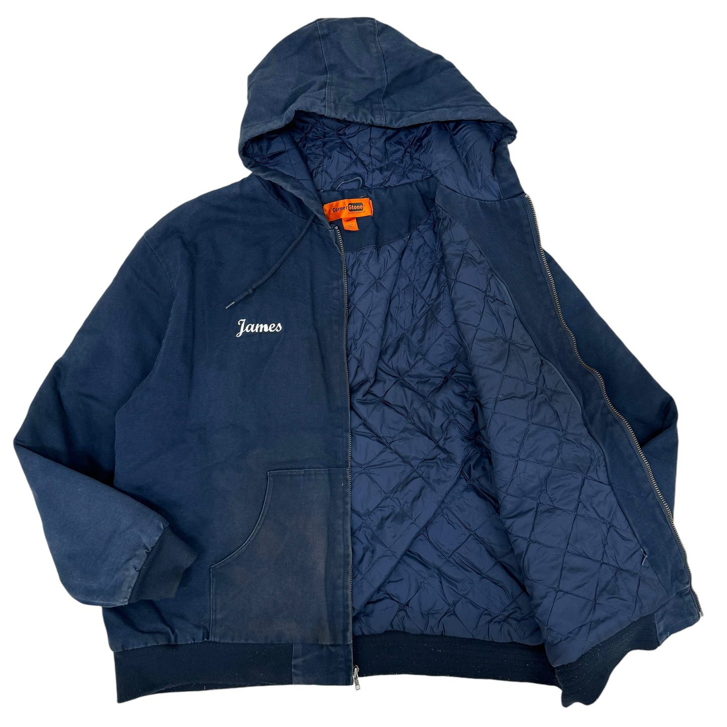 GC959 Corner Stone ダックジャケット ダック地 フーディージャケット ジップアップジャケット ジャケット 長袖 ネイビー メンズ サイズ2XL