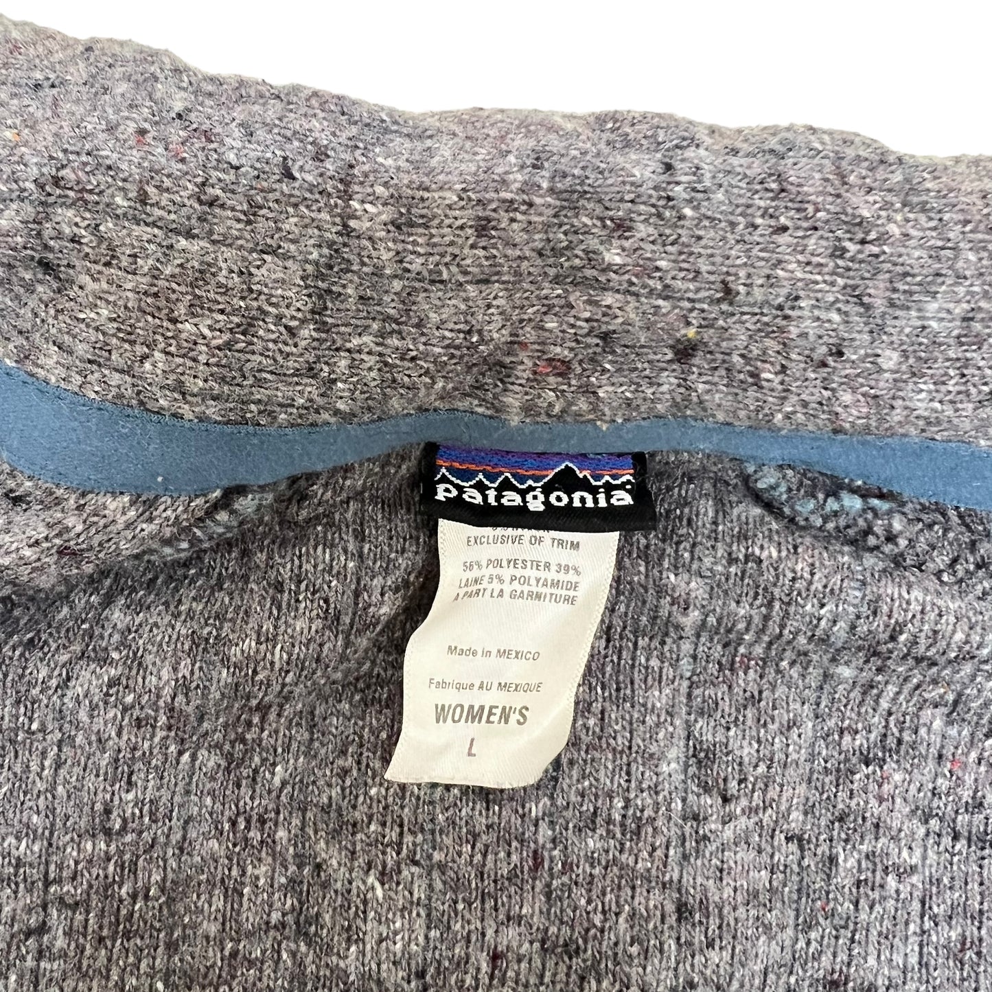 GM289 patagonia パタゴニア 長袖 ジップアップ フリース ジャケット 上着 羽織り トップス 水色系 総柄 レディース L