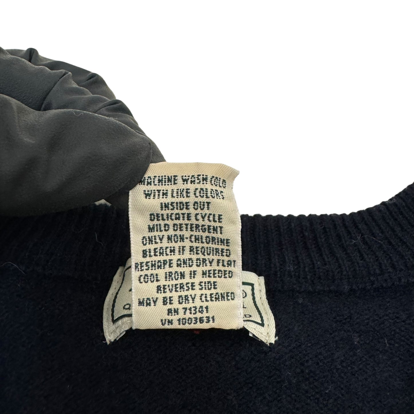 GC851 L.L.Bean エルエルビーン ニット セーター Vネック ウール100% 長袖 トップス ネイビー系 メンズ サイズL