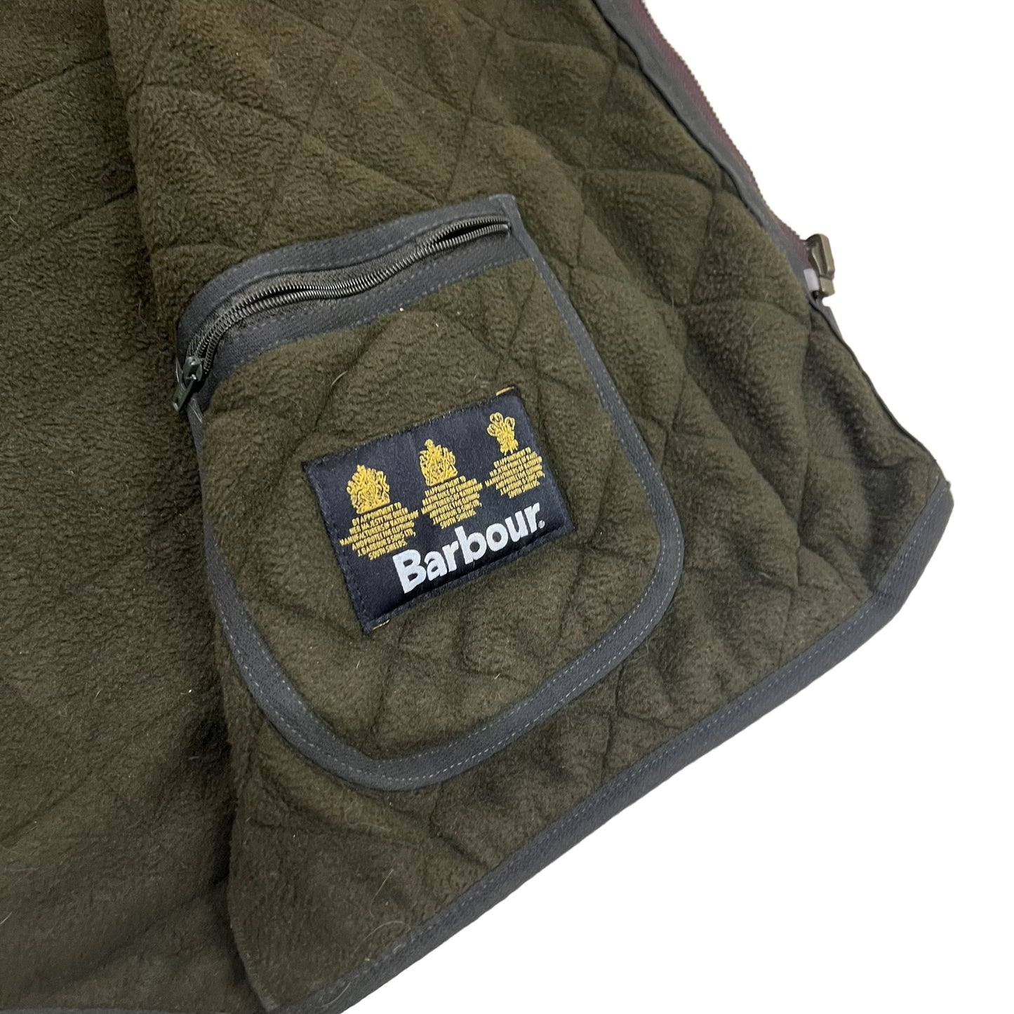 GM211 Barbour バブアー ノースリーブ ジップアップ ベスト トップス 羽織り 深緑系 メンズ L