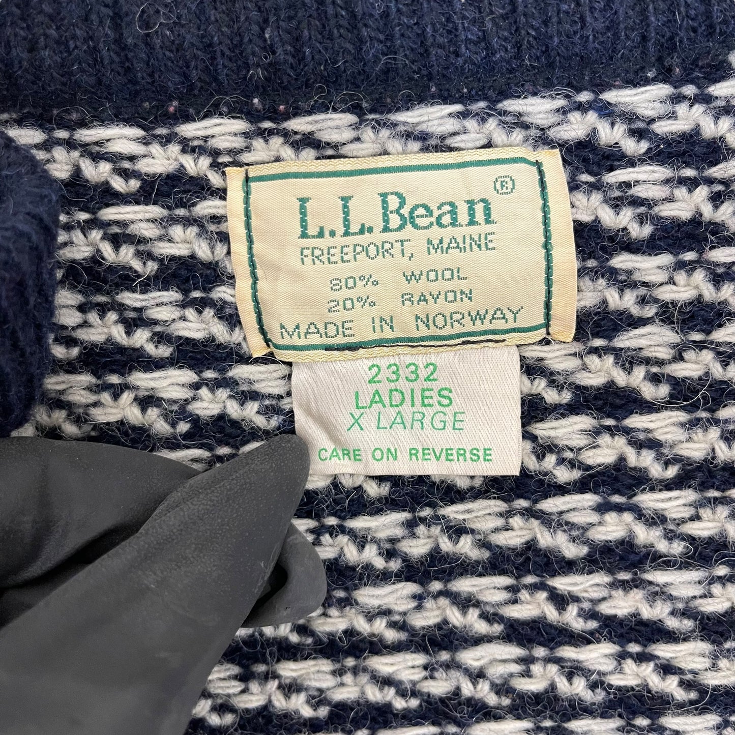 GC297 L.L.Bean ウールセーター セーター ニット ネイビー系 レディース サイズXL