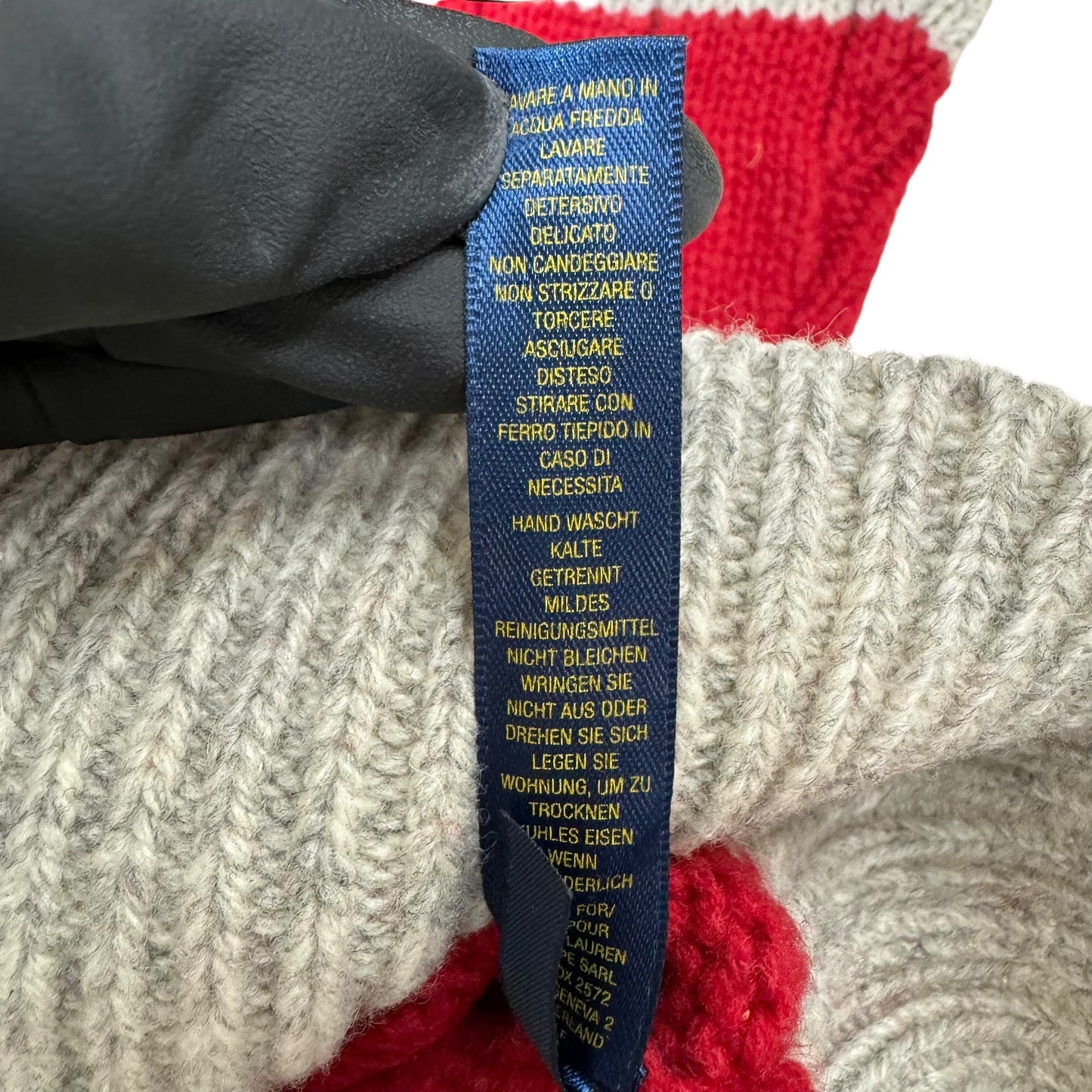 GC909 RALPH LAUREN RUGBY ラルフローレンラグビー ウール100% ニットセーター セーター プルオーバー 長袖 レッド系 グレー系 ボーダー メンズ サイズM