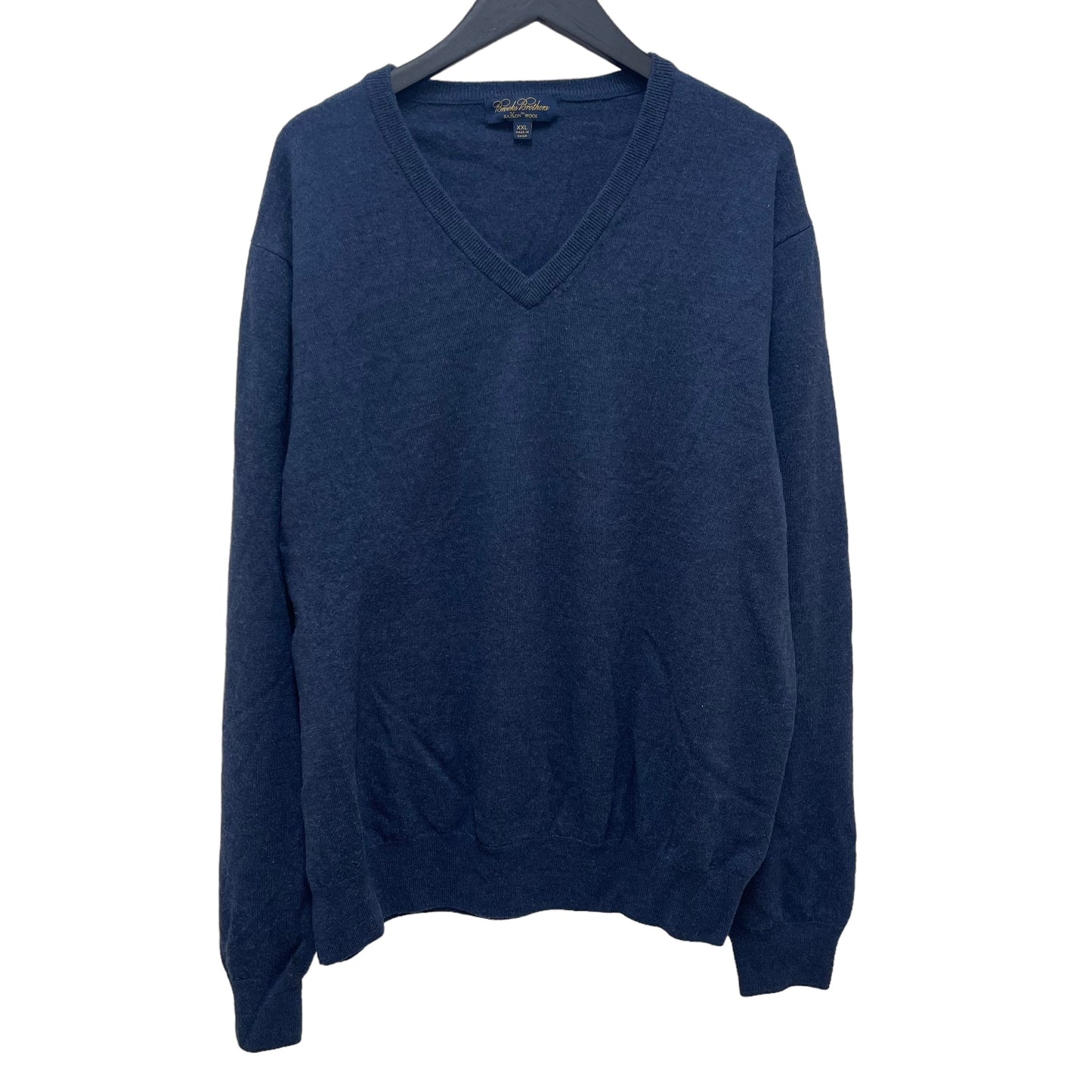 GC467 Brooks Brothers ニットトップス ウールニット プルオーバー Vネック ネイビー メンズ サイズXXL