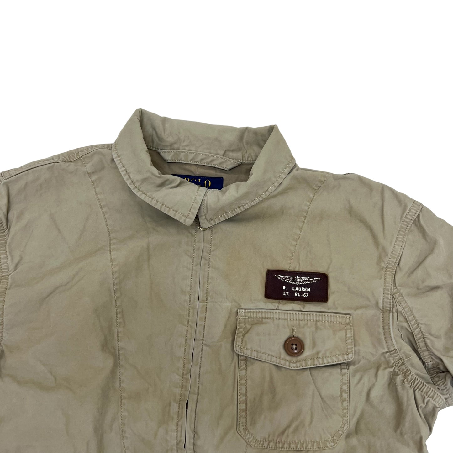 GM196 POLO RALPH LAUREN ポロラルフローレン 長袖 ジップアップ ジャケット 上着 羽織り トップス ベージュ系 メンズ