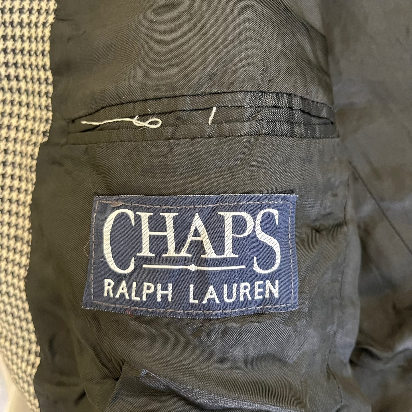 GC449 CHAPS RALPH LAUREN ウール100% テーラードジャケット デザインジャケット ジャケット 千鳥格子柄 ブラック系 メンズ