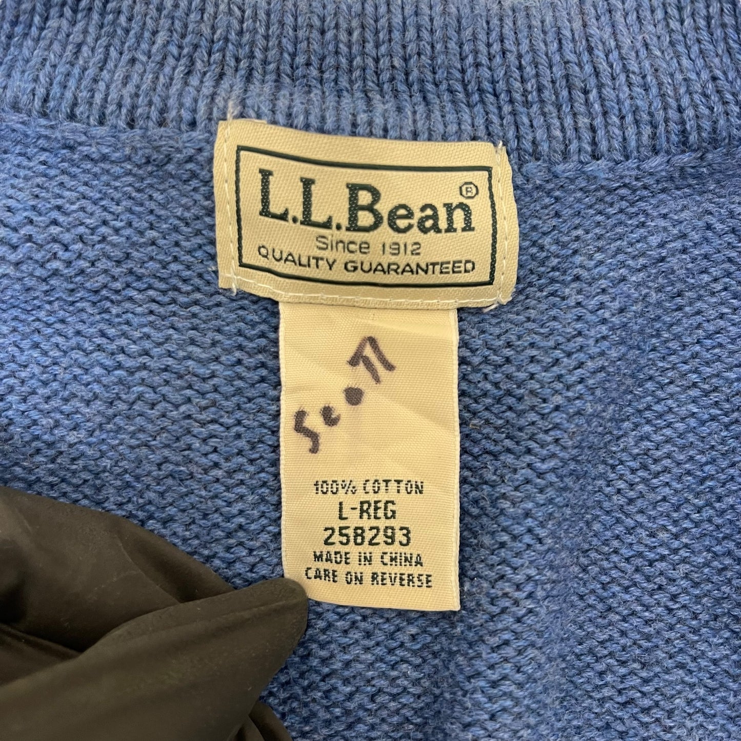 GC318 L.L.Bean コットン100% ニットカーディガン カーディガン 羽織り ブルー メンズ サイズL