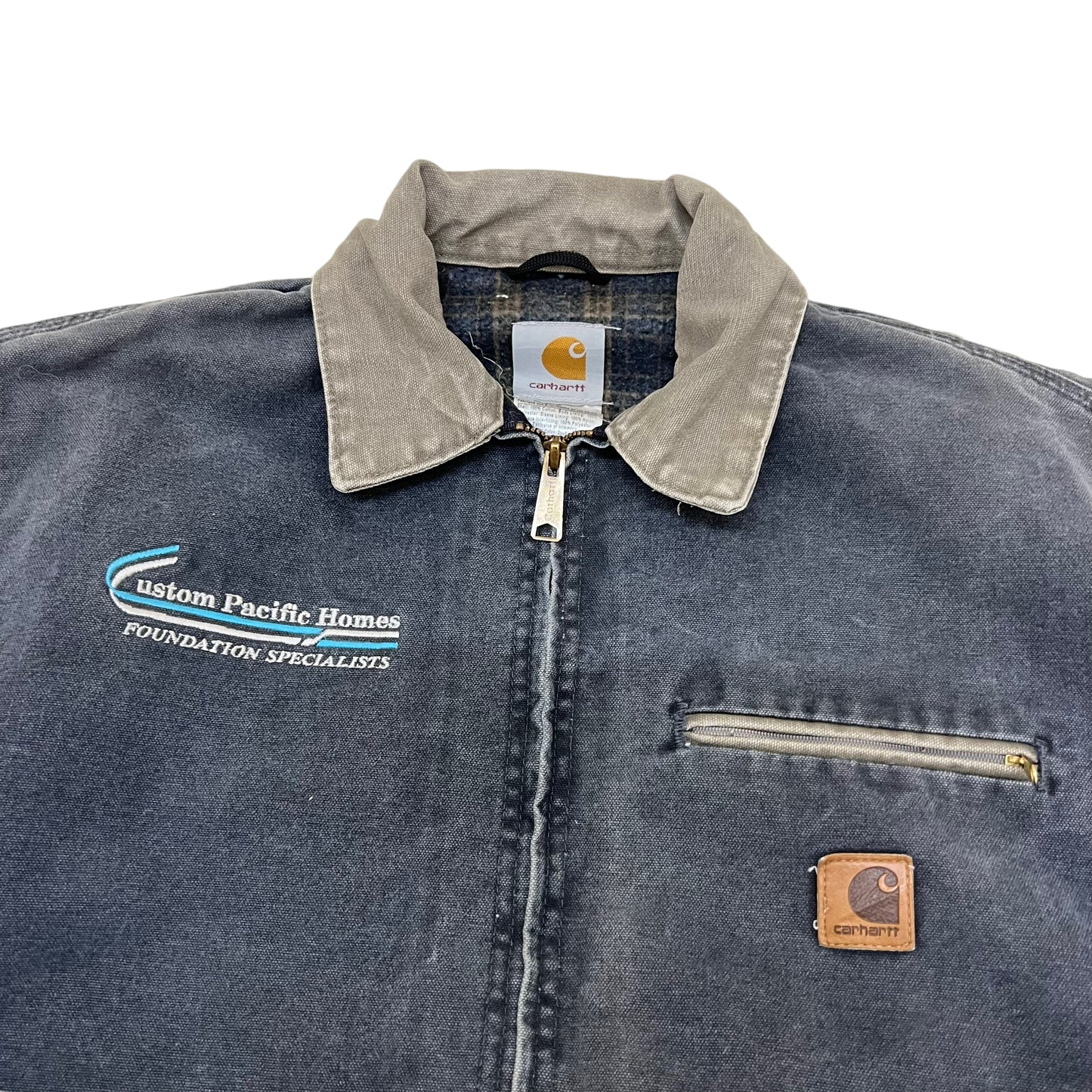 GM124 USA製 Carhartt カーハート 長袖 ジップアップ ダックジャケット 上着 羽織り トップス グレー系 メンズ 実寸参考