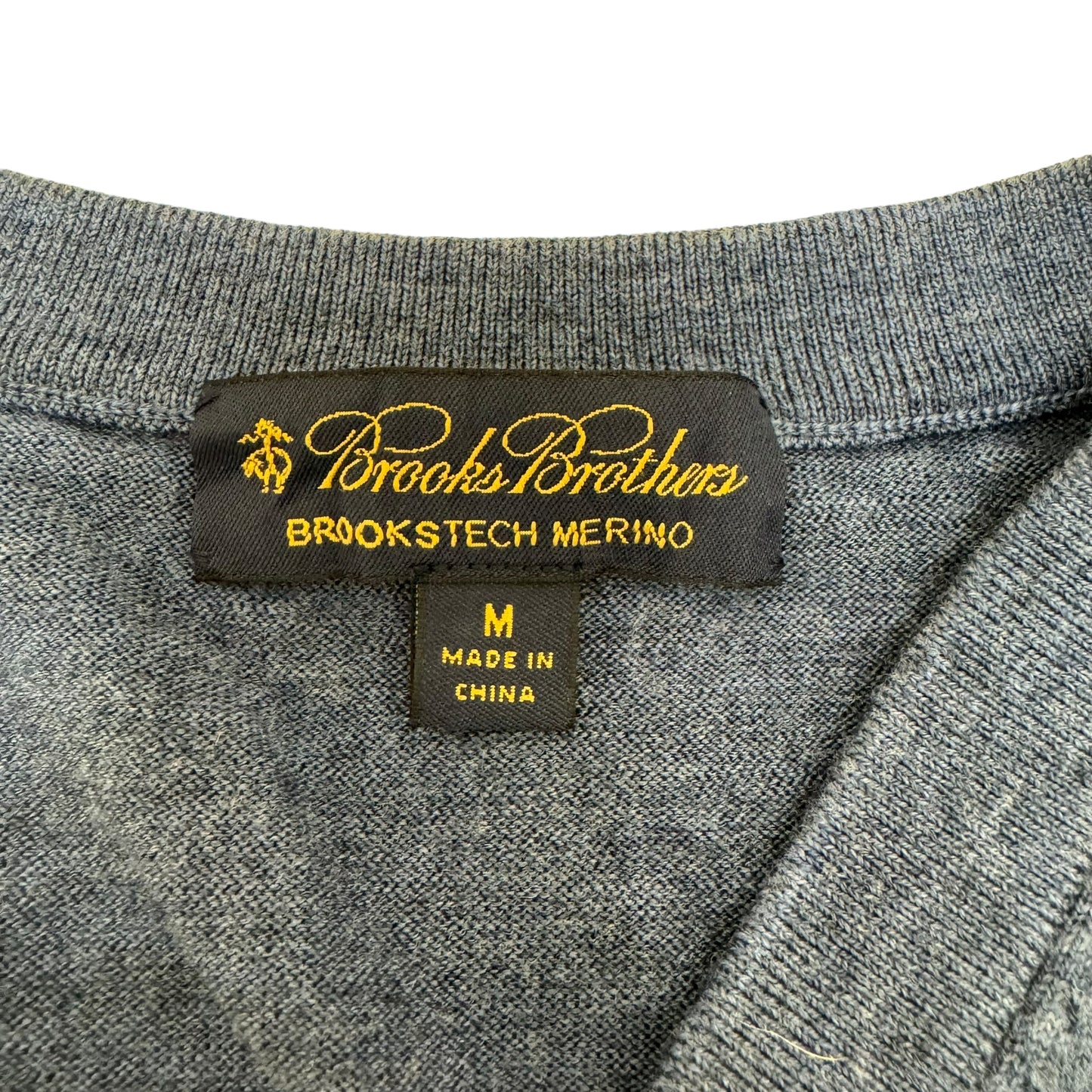 GC857 BROOKS BROTHERS ブルックスブラザーズ ウール100% ニット セーター Vネック 長袖 インディゴブルー系 メンズ サイズM