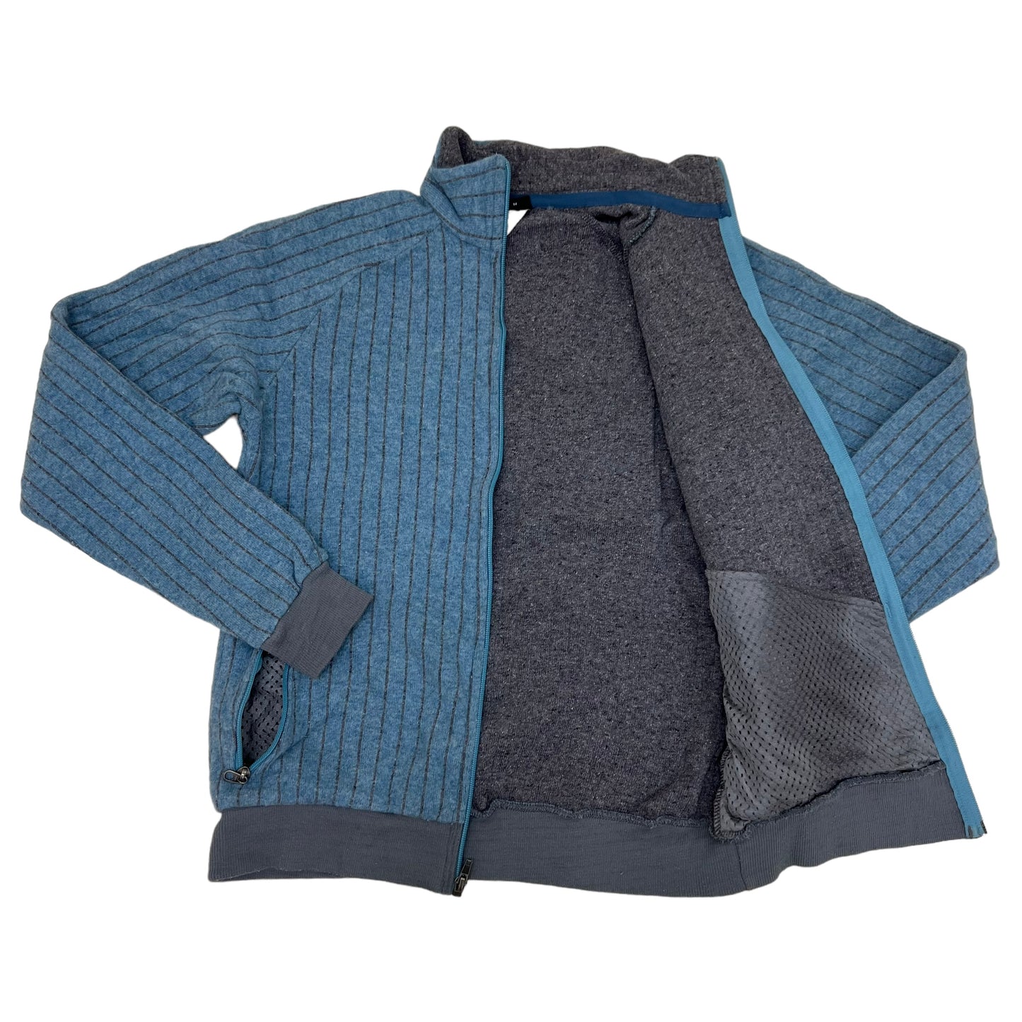 GM289 patagonia パタゴニア 長袖 ジップアップ フリース ジャケット 上着 羽織り トップス 水色系 総柄 レディース L