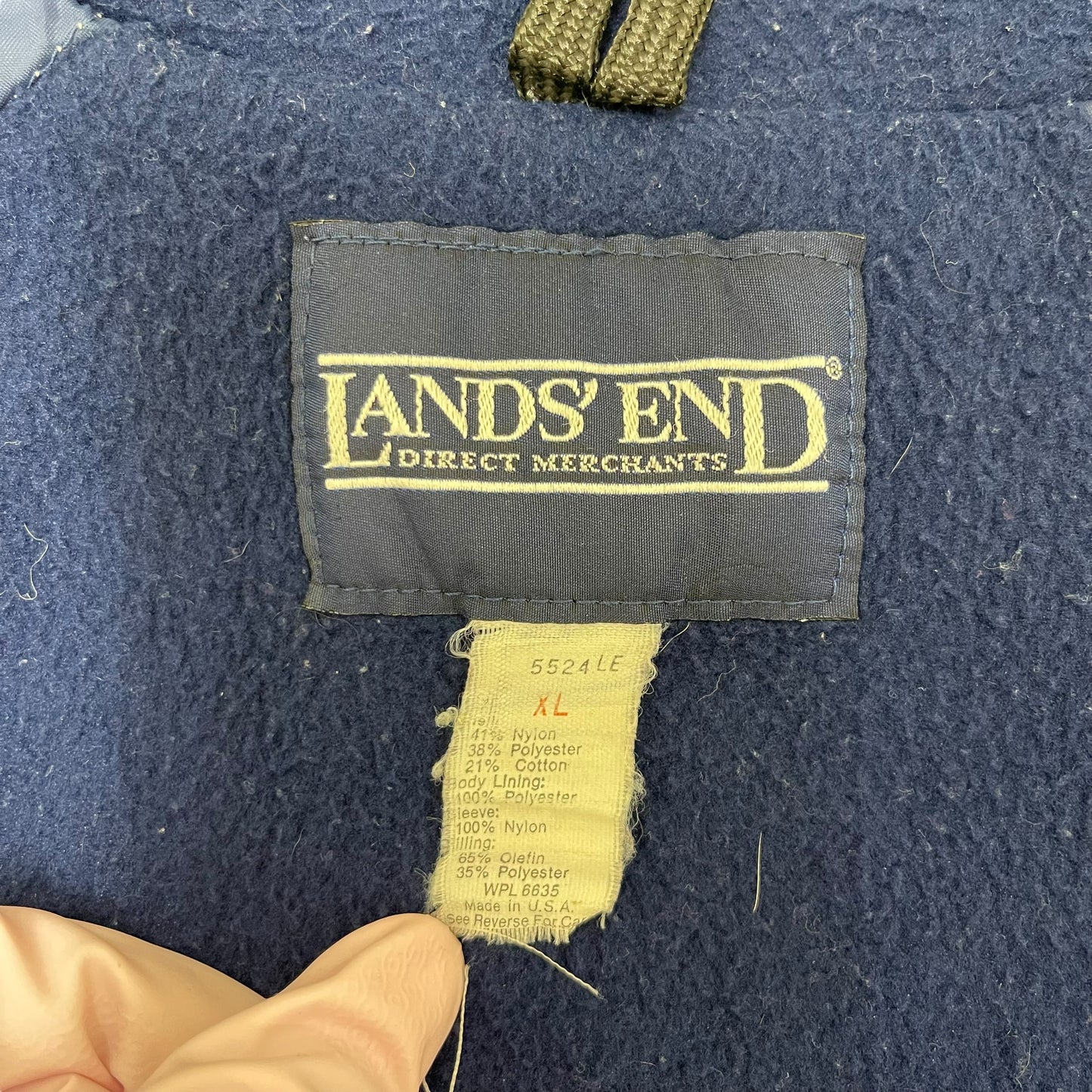 GC399 USA製 LAND'S END ナイロンジャケット ジャケット ジップアップ グリーン メンズ サイズXL