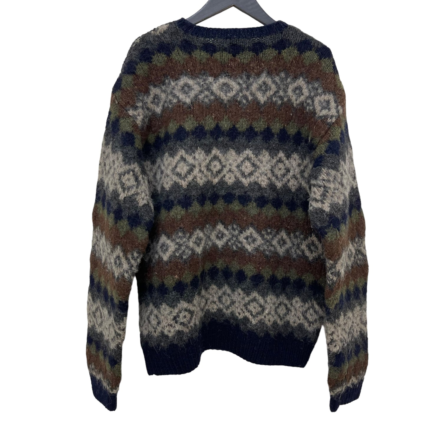 GC306 J.crew HAND KNIT ニット セーター ウール100% ネイビー系 カーキ系 メンズ サイズXL